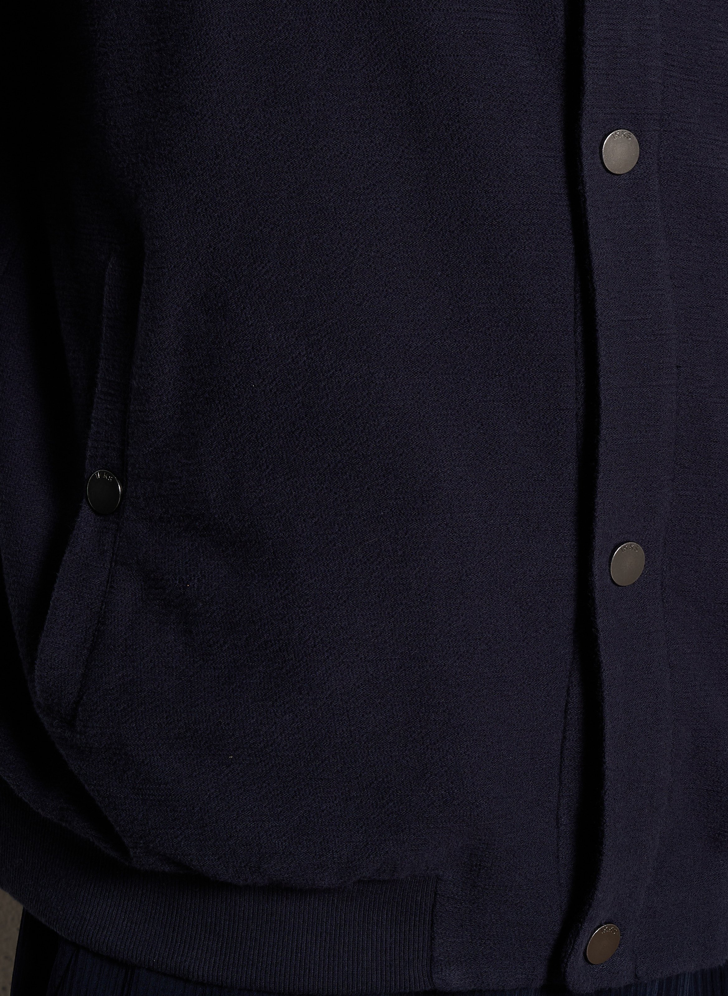 Buttoned hooded solid knit cardigan IKKS Blue