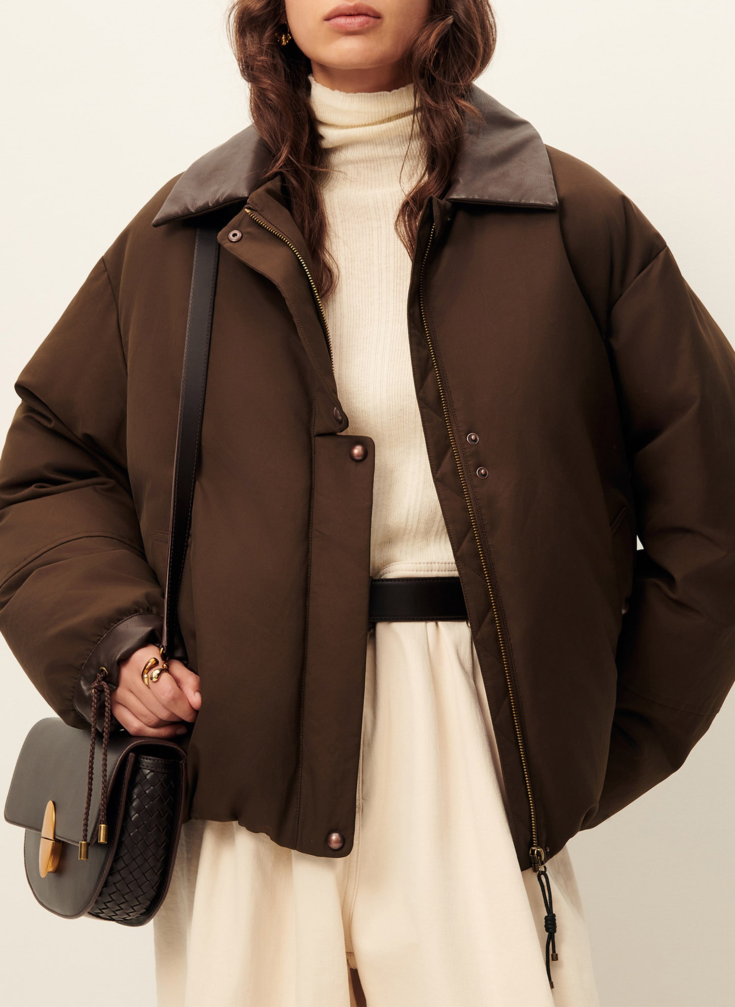 Manteau ample zippé uni SESSUN Kaki