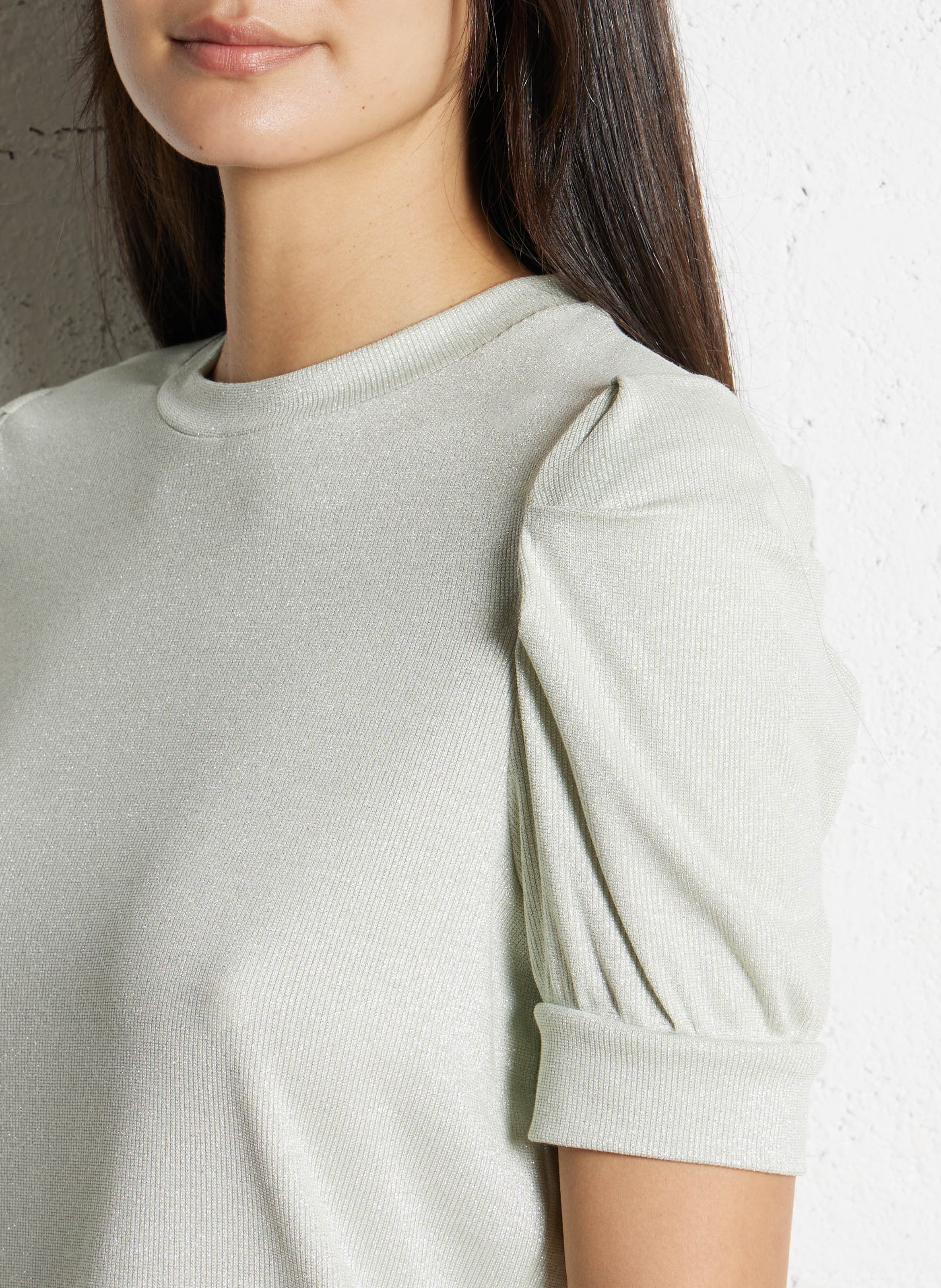 Round neck straight fit sequined sweater IKKS Green