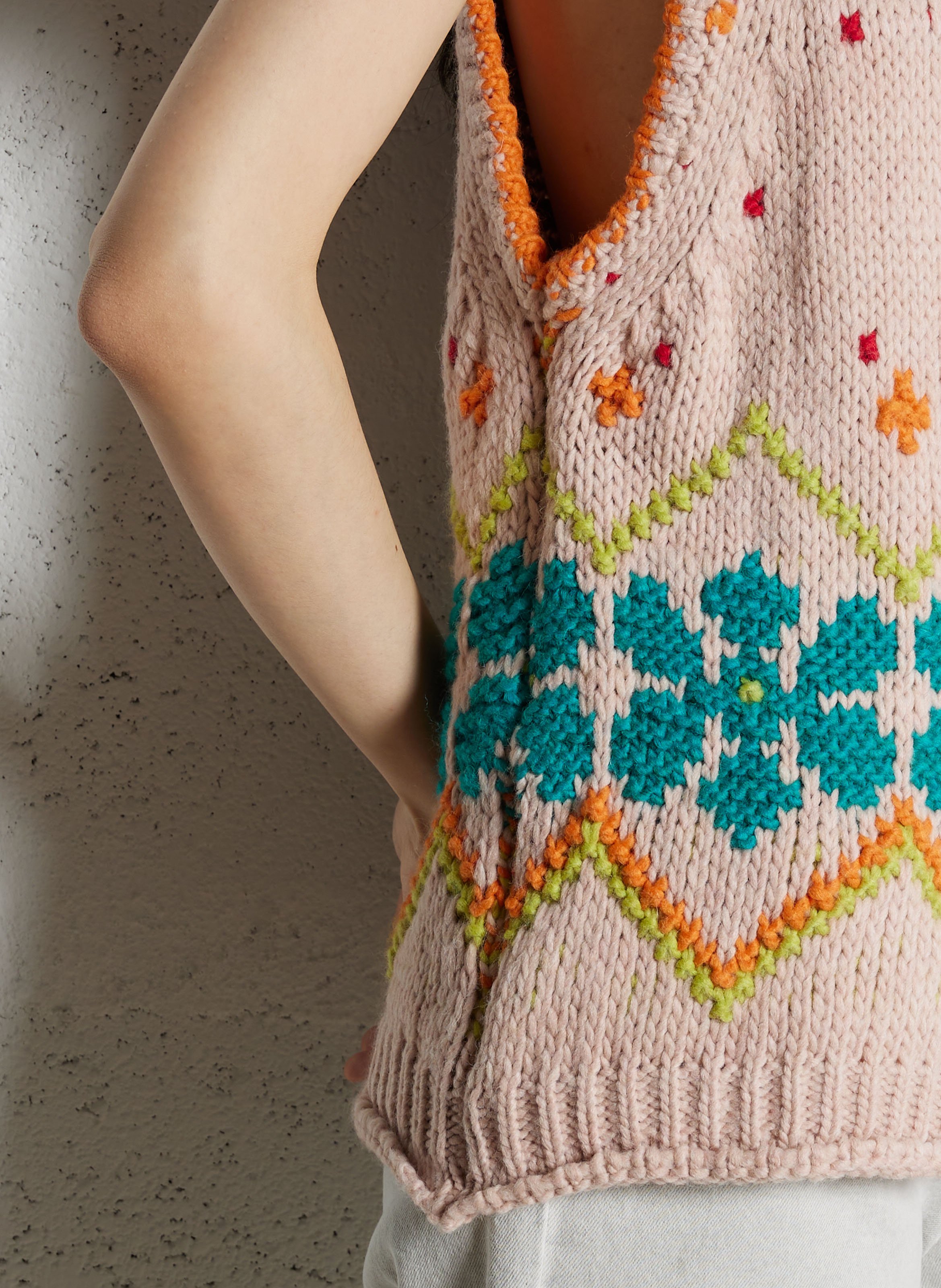 Ärmelloser Pullunder mit Rundhalsausschnitt Beige