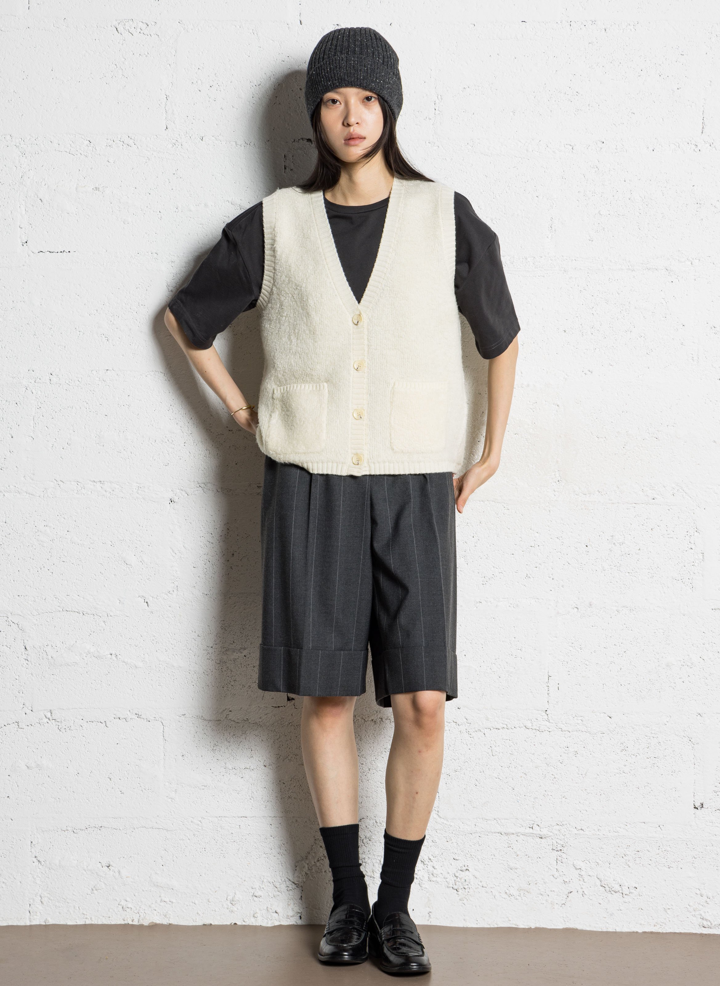 High-waisted striped Bermuda shorts IMPERIAL Grey