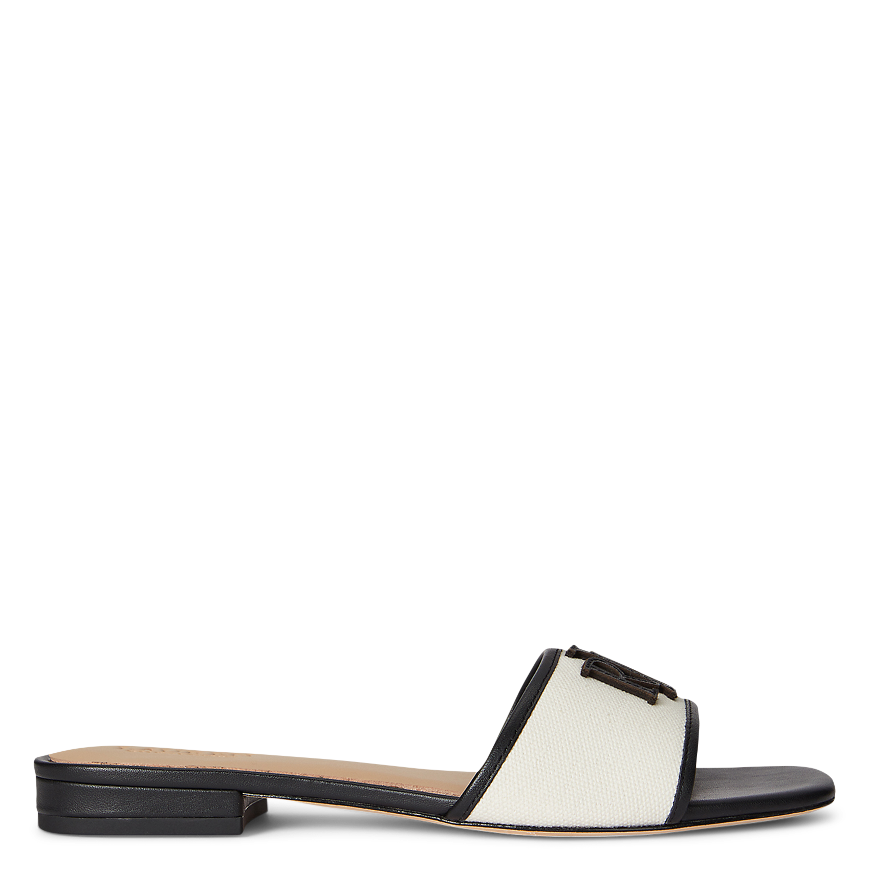 Sandales plates bicolore à logo POLO RALPH LAUREN Noir