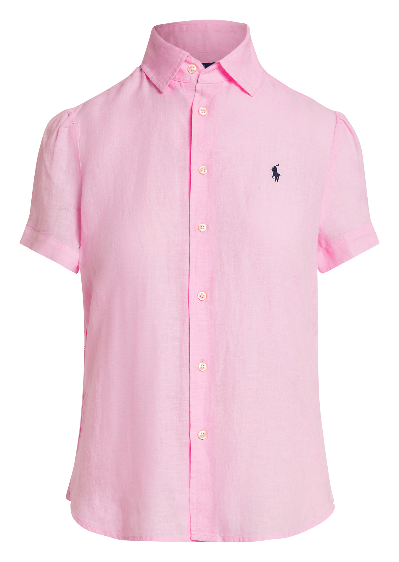 Short-sleeved linen shirt with logo POLO RALPH LAUREN Pink