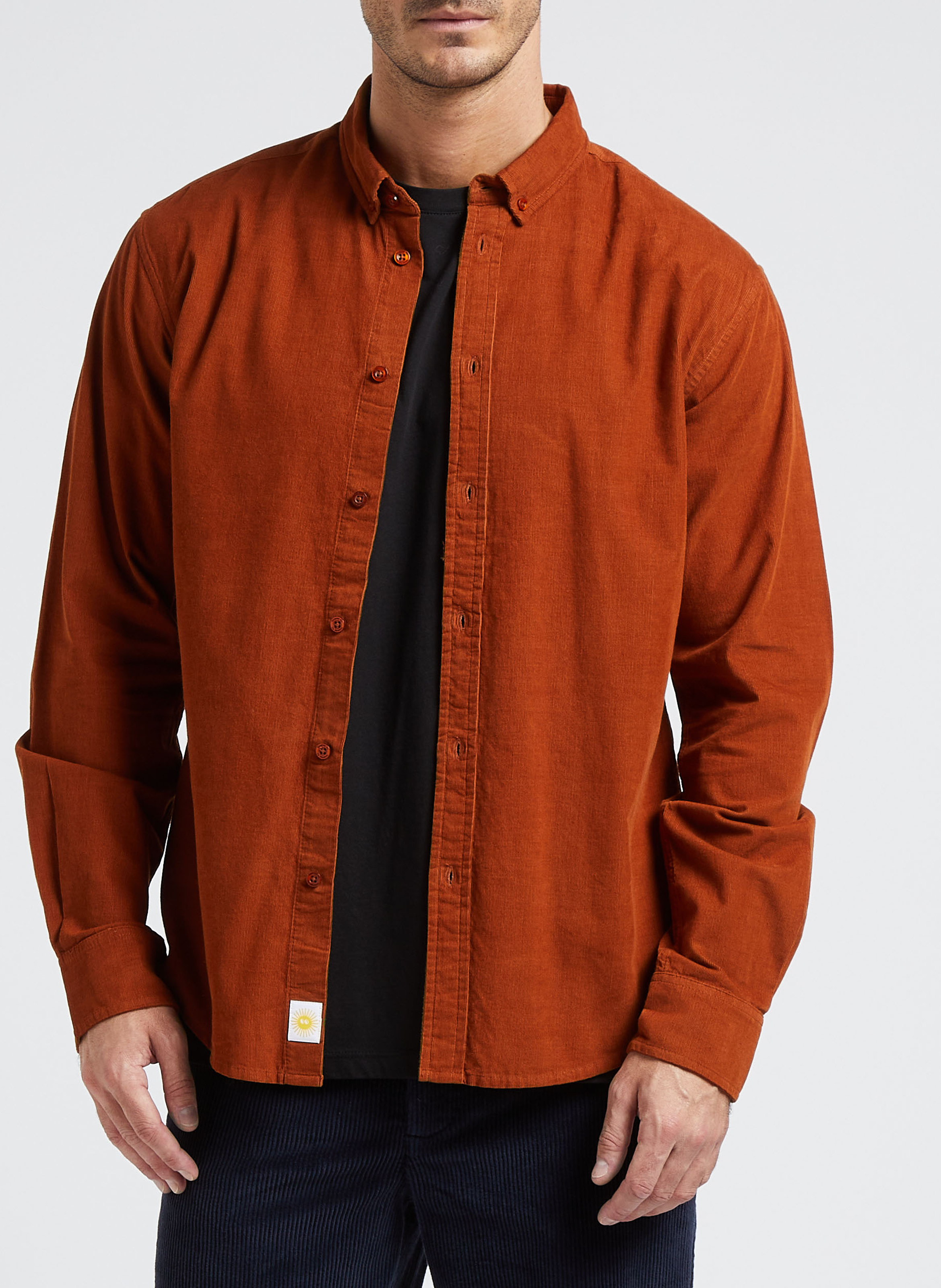 Chemise col américain regular-fit en coton  THINKING MU Orange