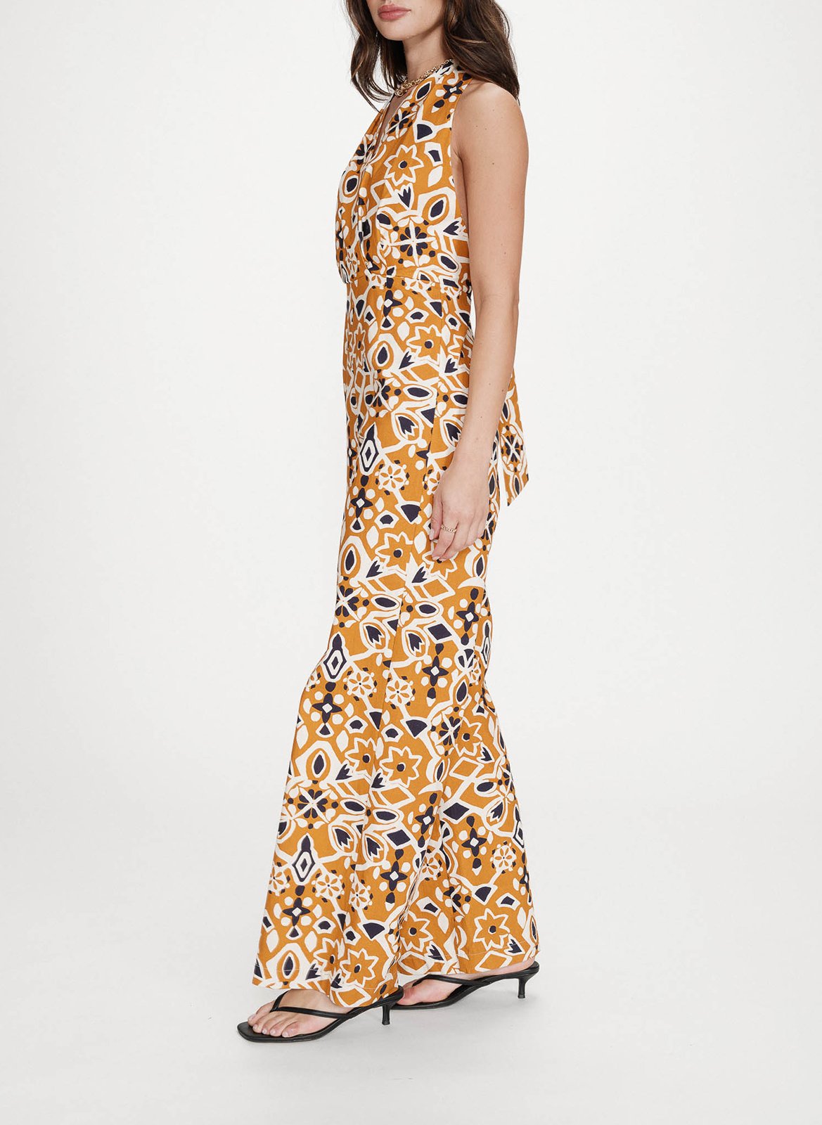 Jumpsuit with open back and print GRACE ET MILA Orange