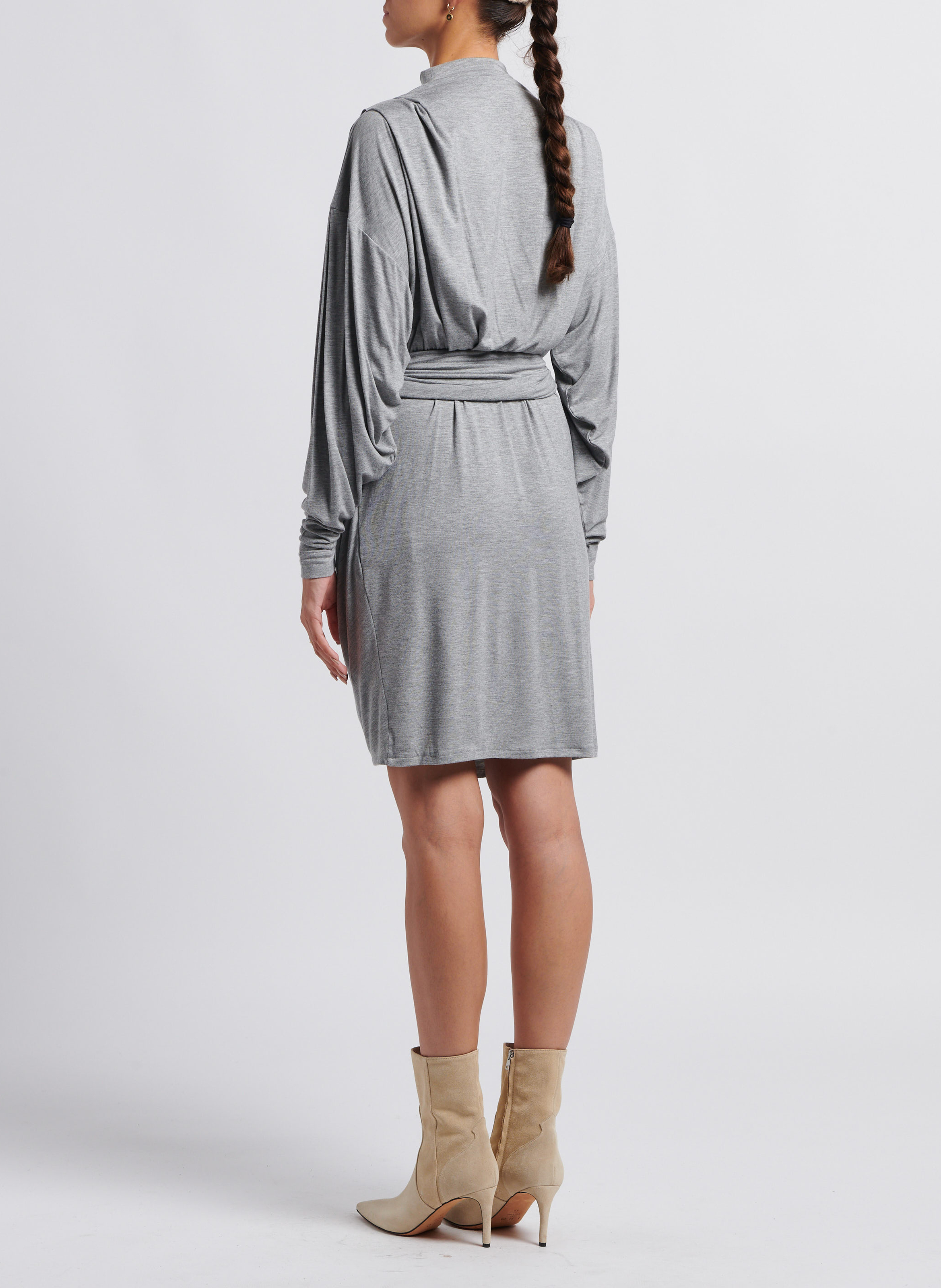 Drapiertes Kurzkleid mit Stehkragen IRO Grau