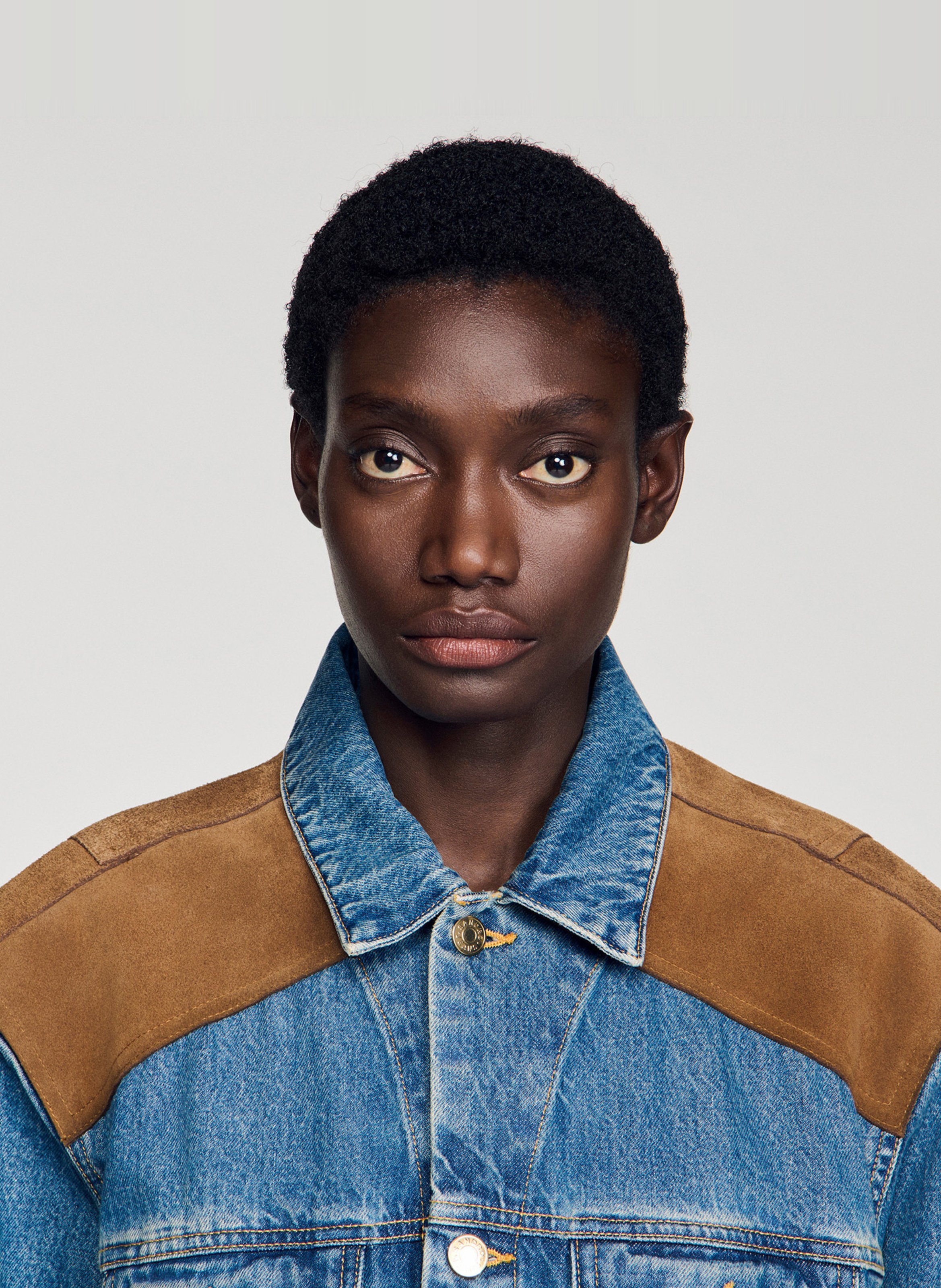 Veste oversize col classique en coton SANDRO Bleu