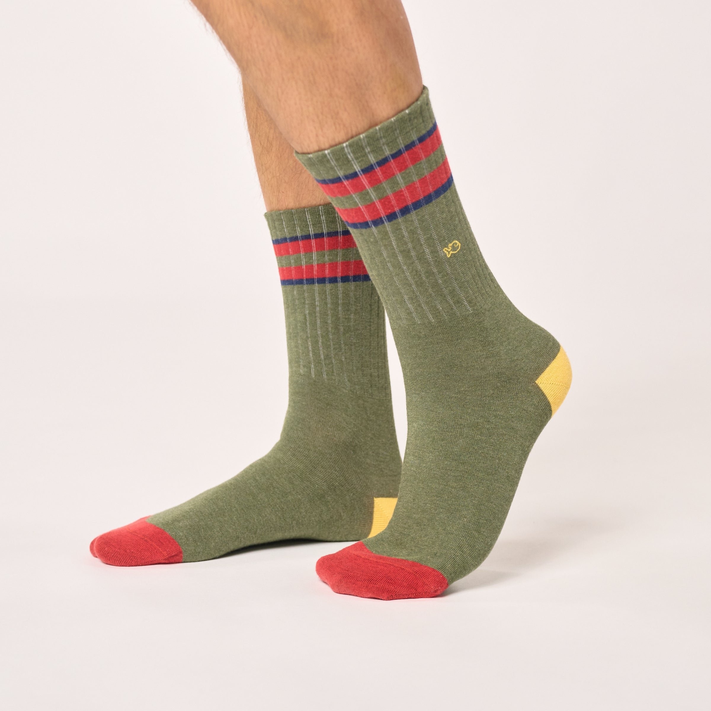 Combed cotton retro socks Khaki