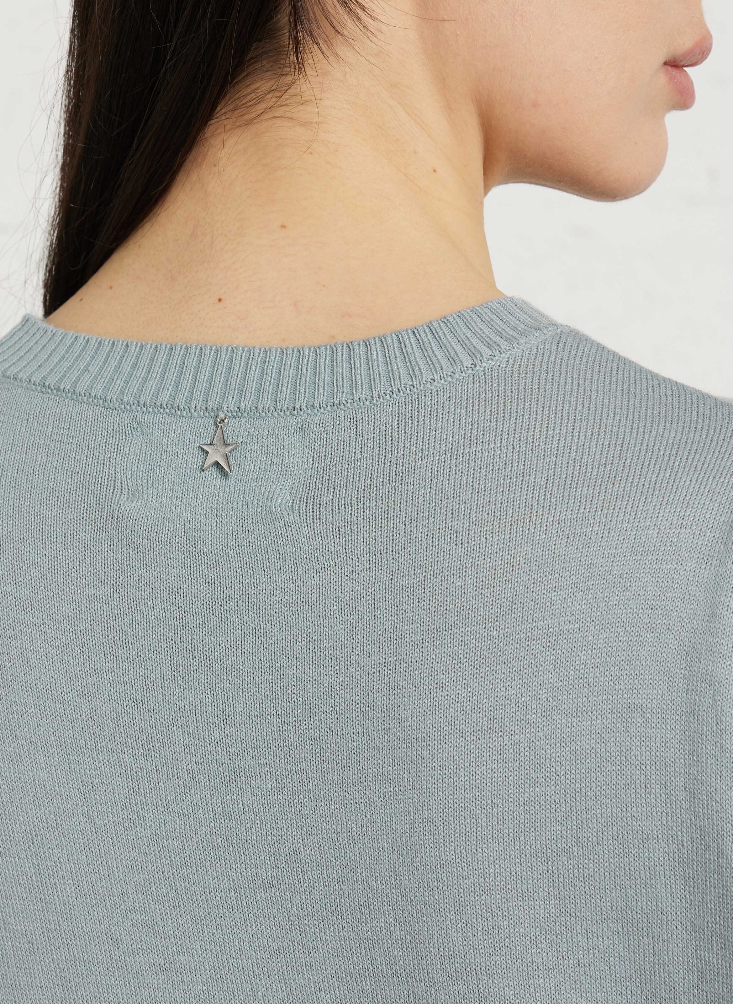 Cotton and wool sleeveless sweater with lacing SUD EXPRESS Blue