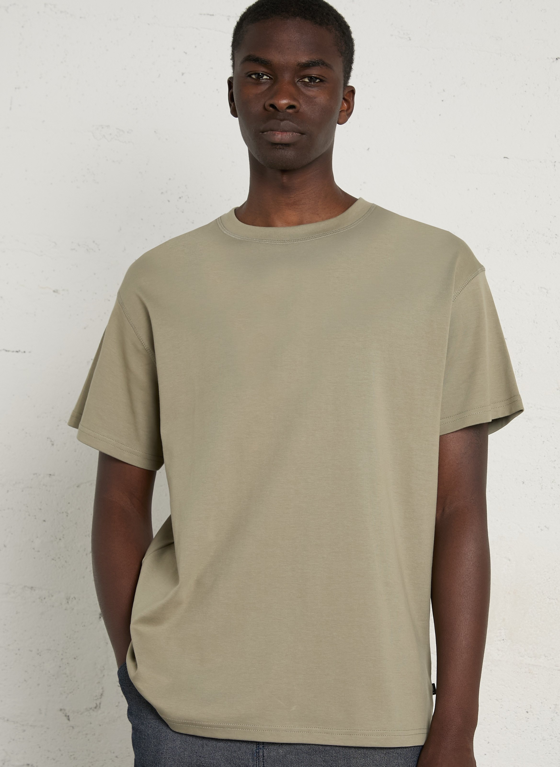 Tee-shirt droit col rond en coton SOLID Vert