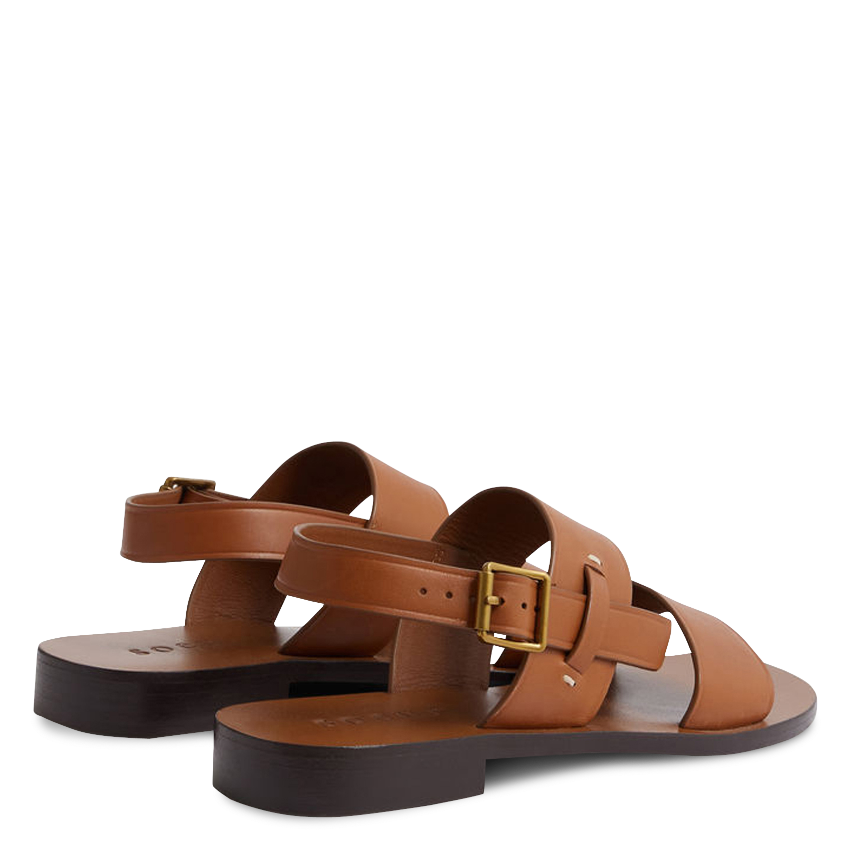 Sandales plates en cuir SOEUR Beige