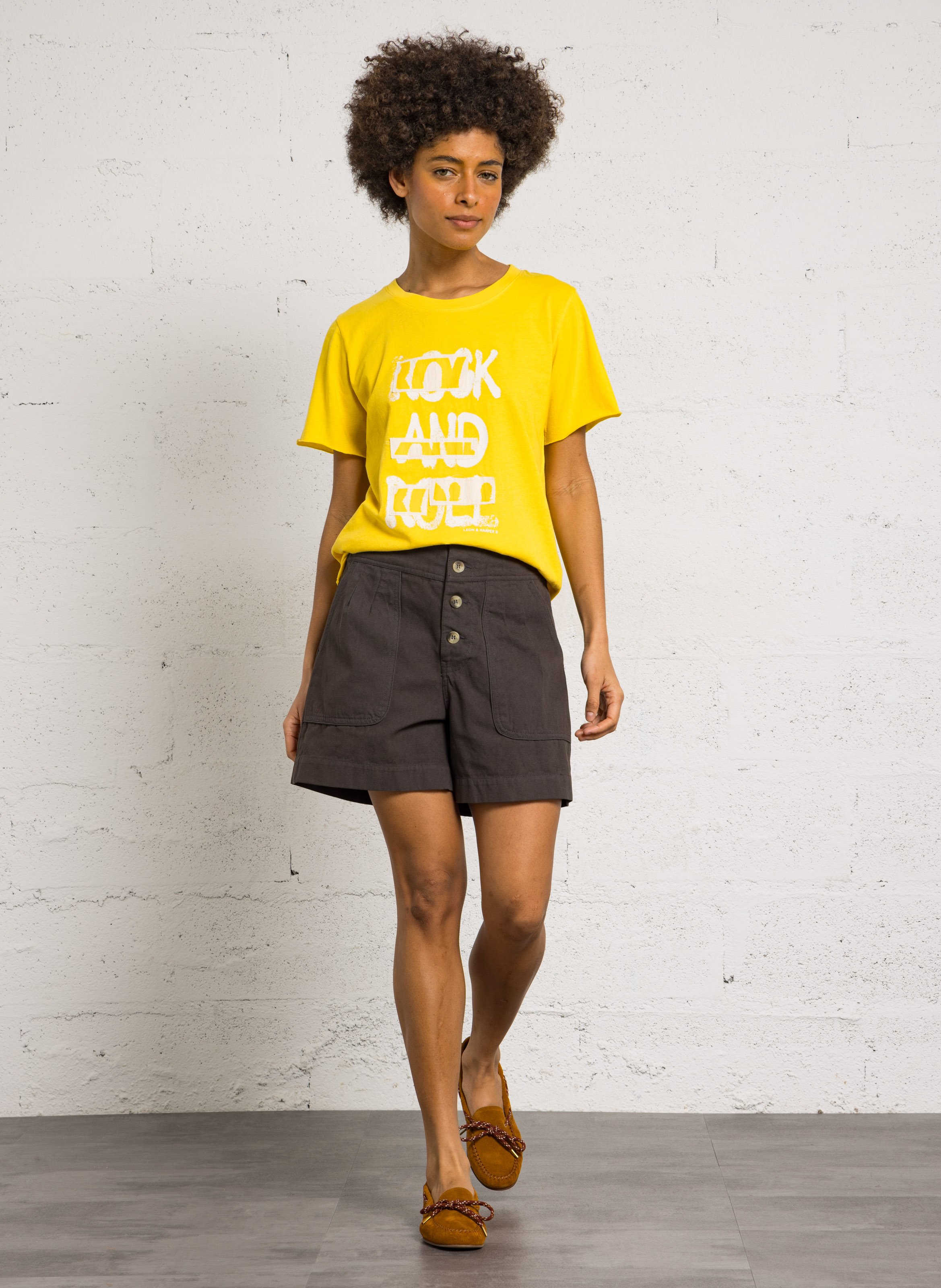 Gerade geschnittene Baumwollshorts LEON & HARPER Grau