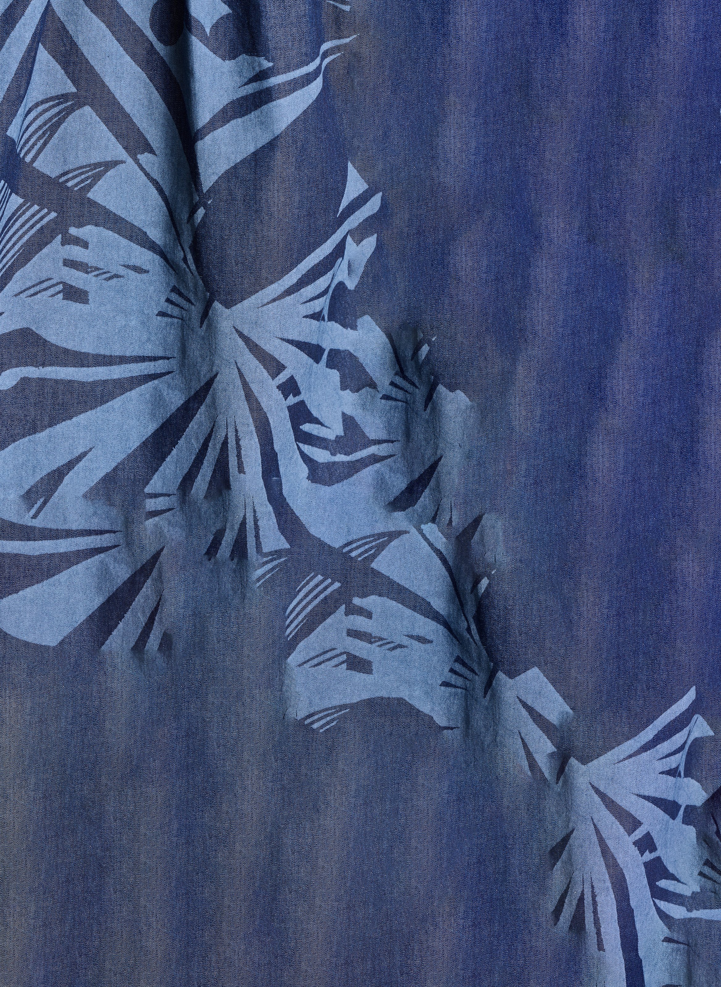 Wijde, katoenen top met Tunesische kraag LA FEE MARABOUTEE Blauw