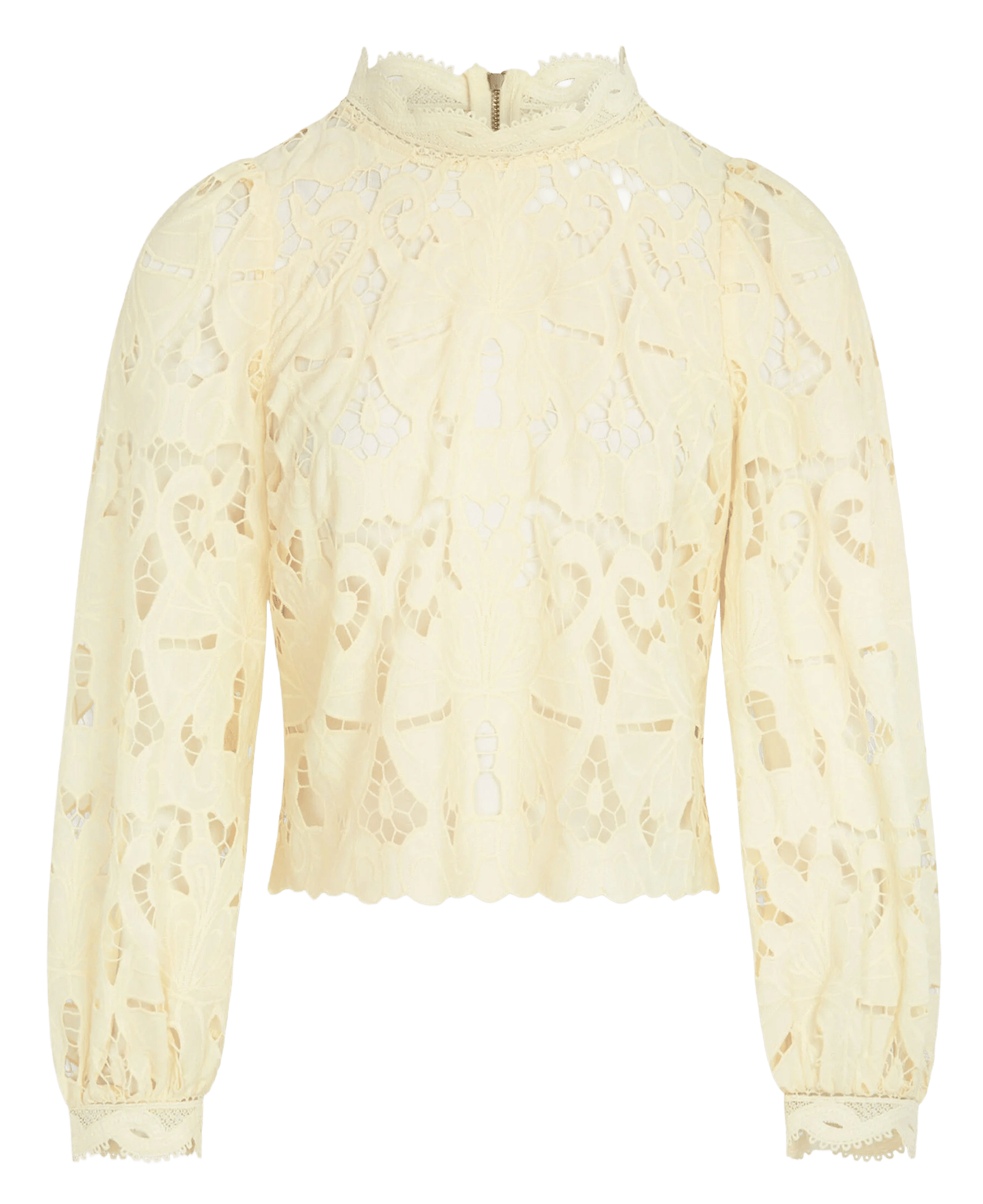 Korte, kanten blouse MORGAN Geel