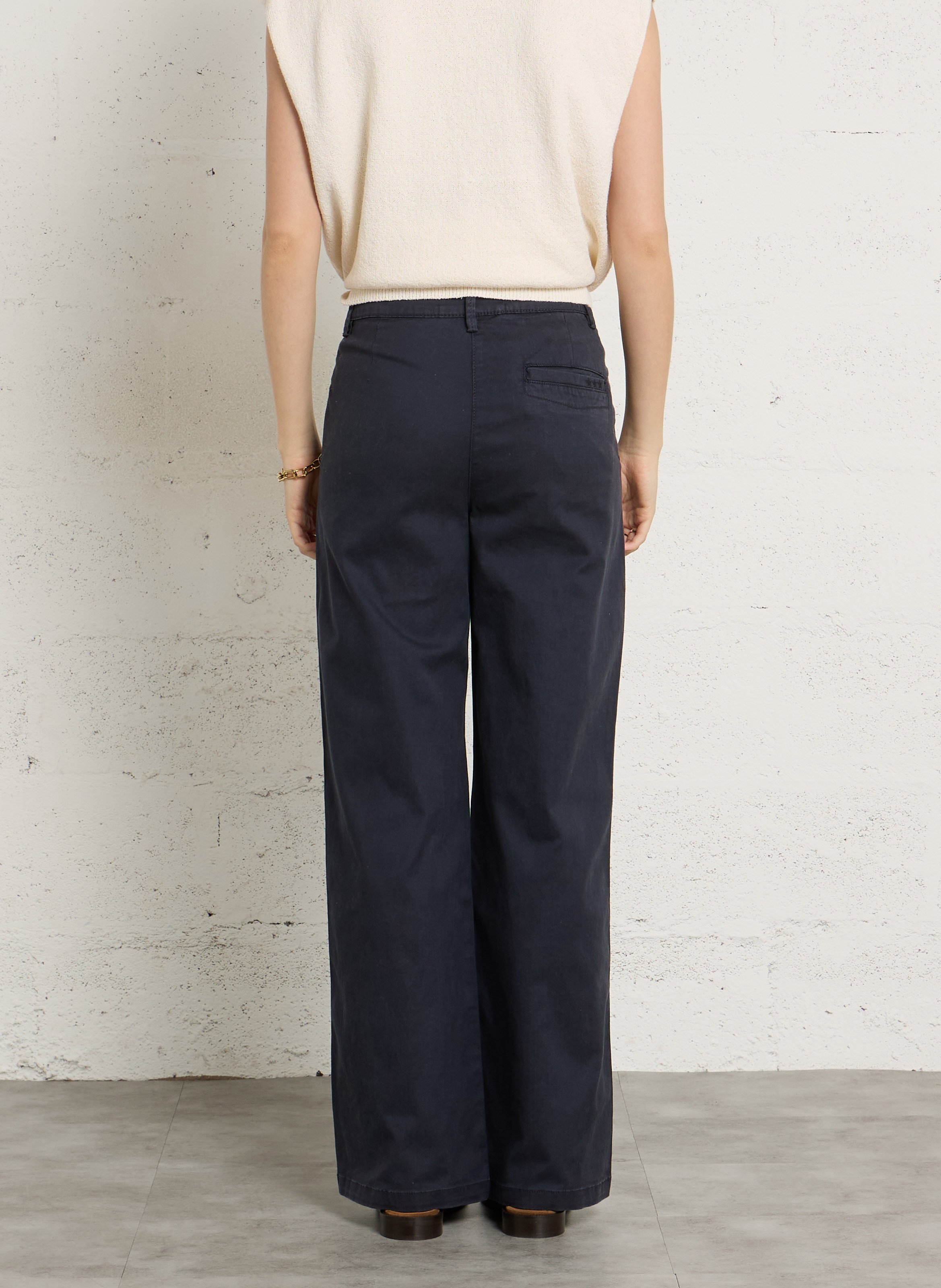 Solid straight chino pants SUD EXPRESS Blue