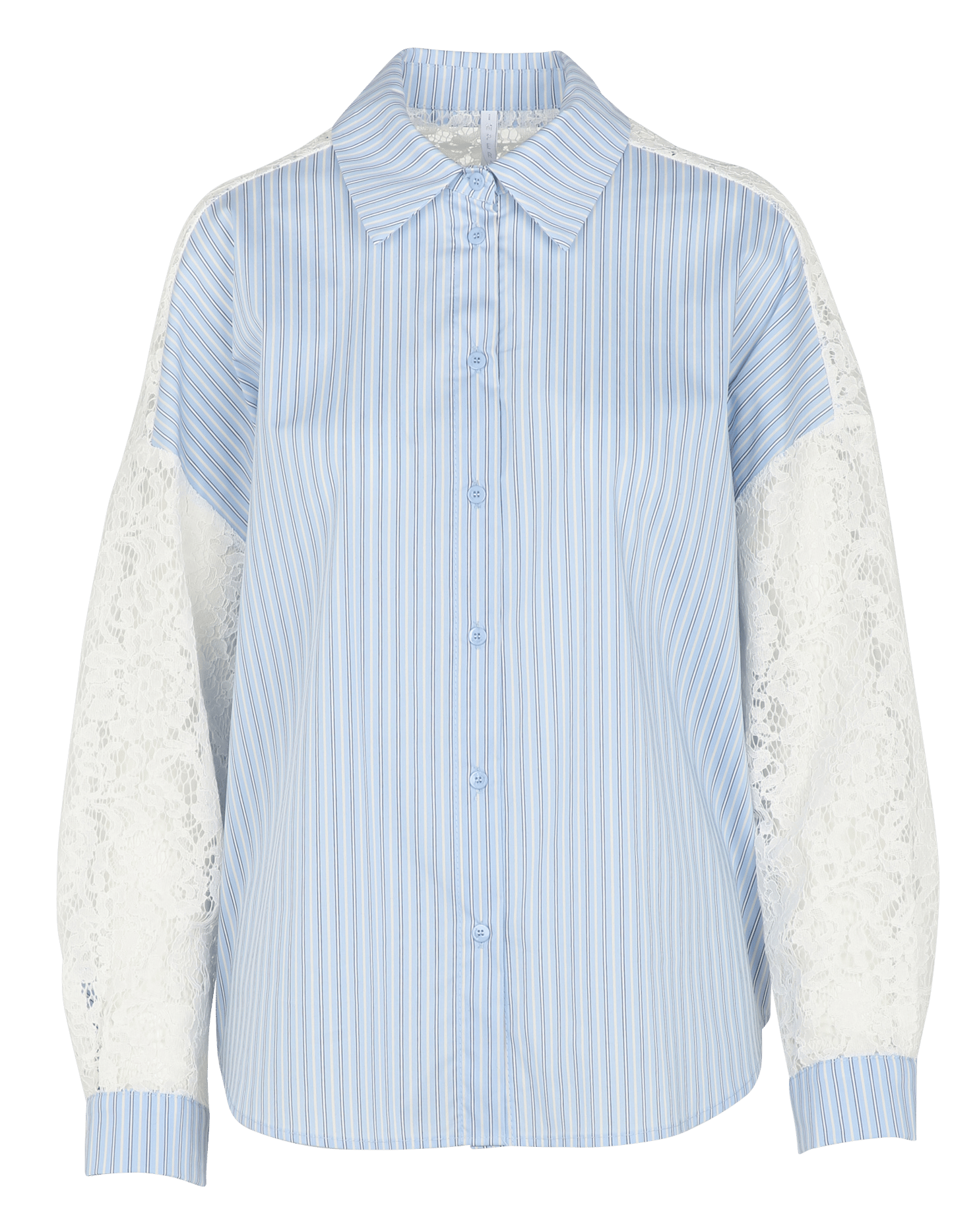 Loose striped shirt with classic lace collar IMPERIAL White