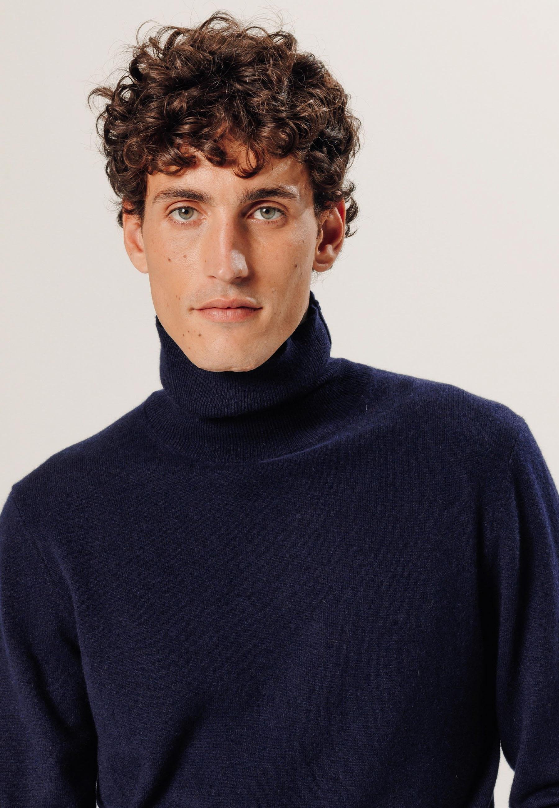 Pull col roulé en cachemire RODIER Bleu