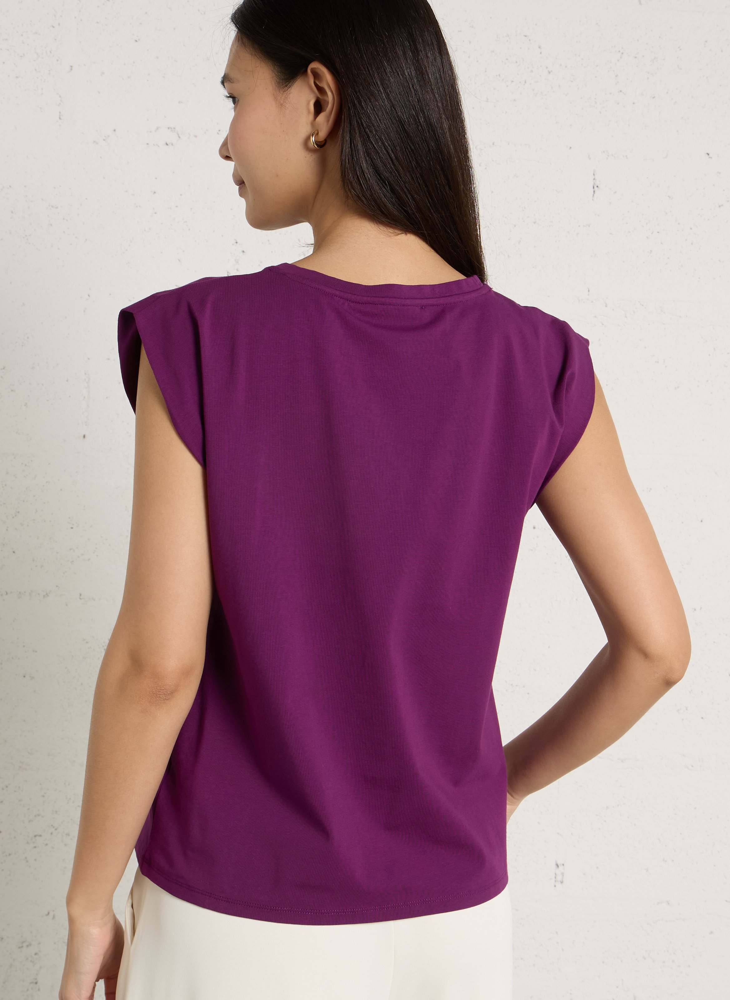 Tee-shirt ample brodé sans manches LA PETITE ETOILE Violet