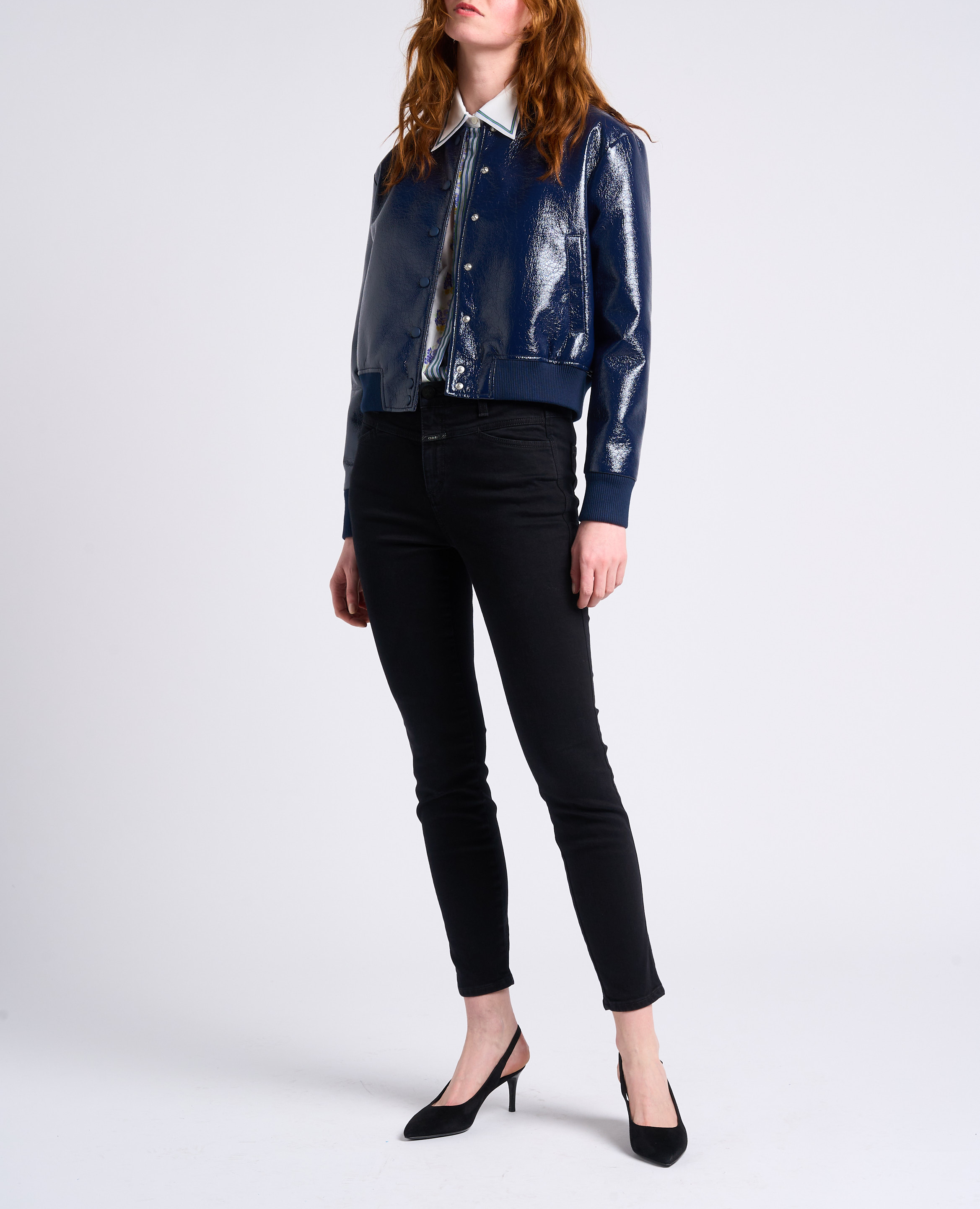 Camisa recta estampada y transparente con cuello italiano PAUL AND JOE Blanco