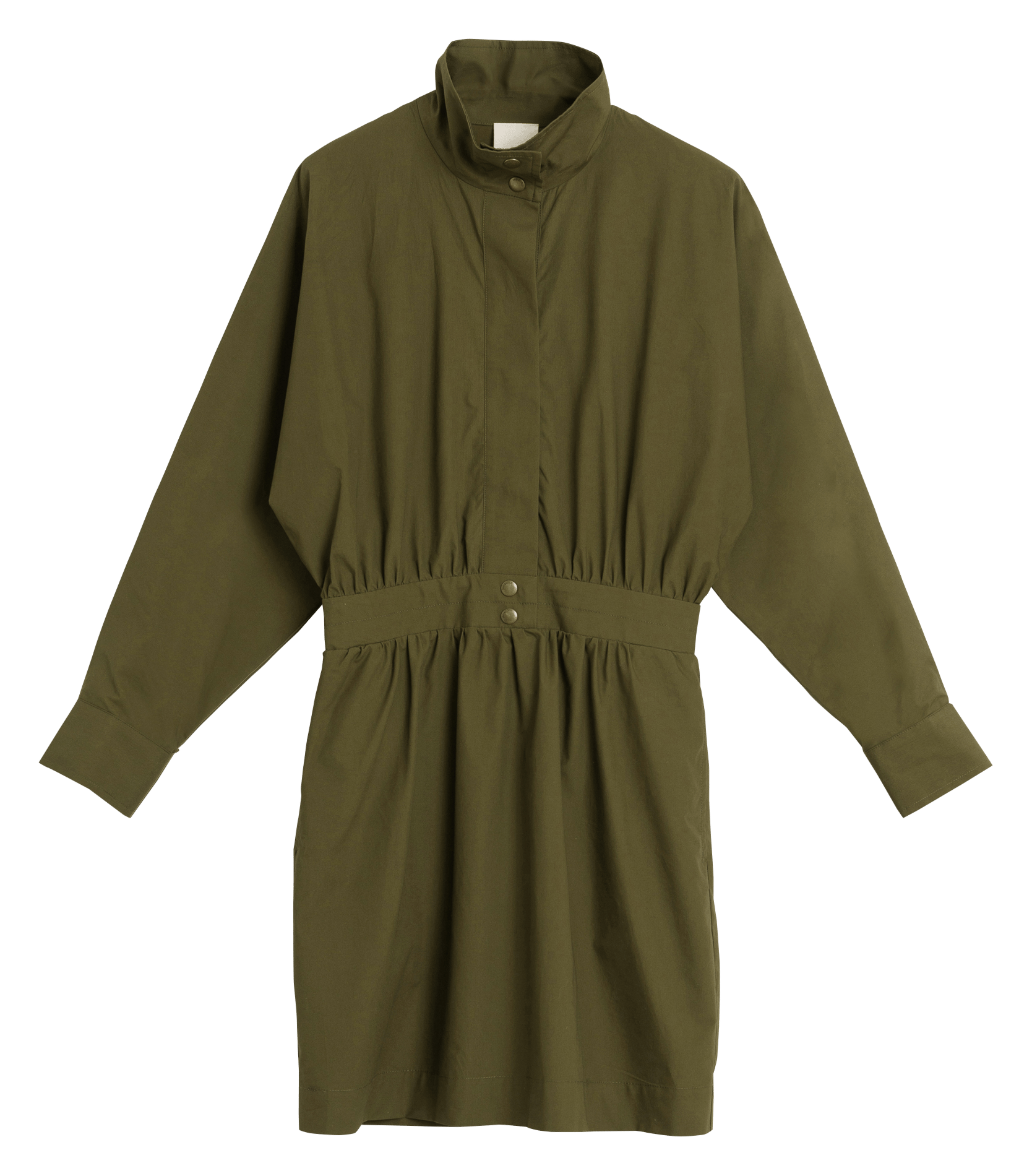 Korte, katoenen jurk met opstaande kraag INDI & COLD Groen