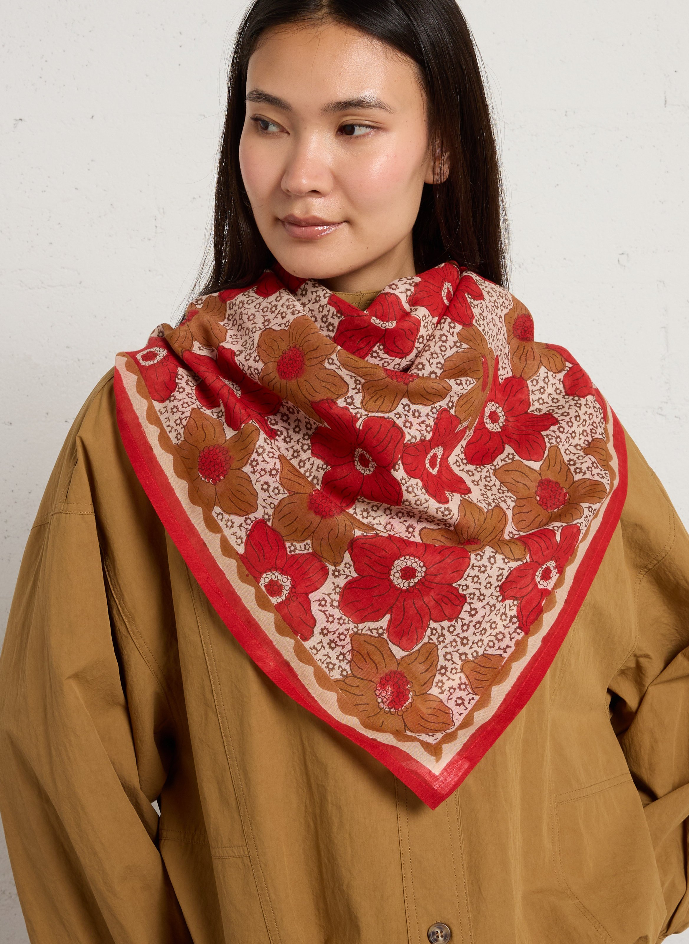Foulard en coton imprimé APACHES COLLECTIONS Rouge