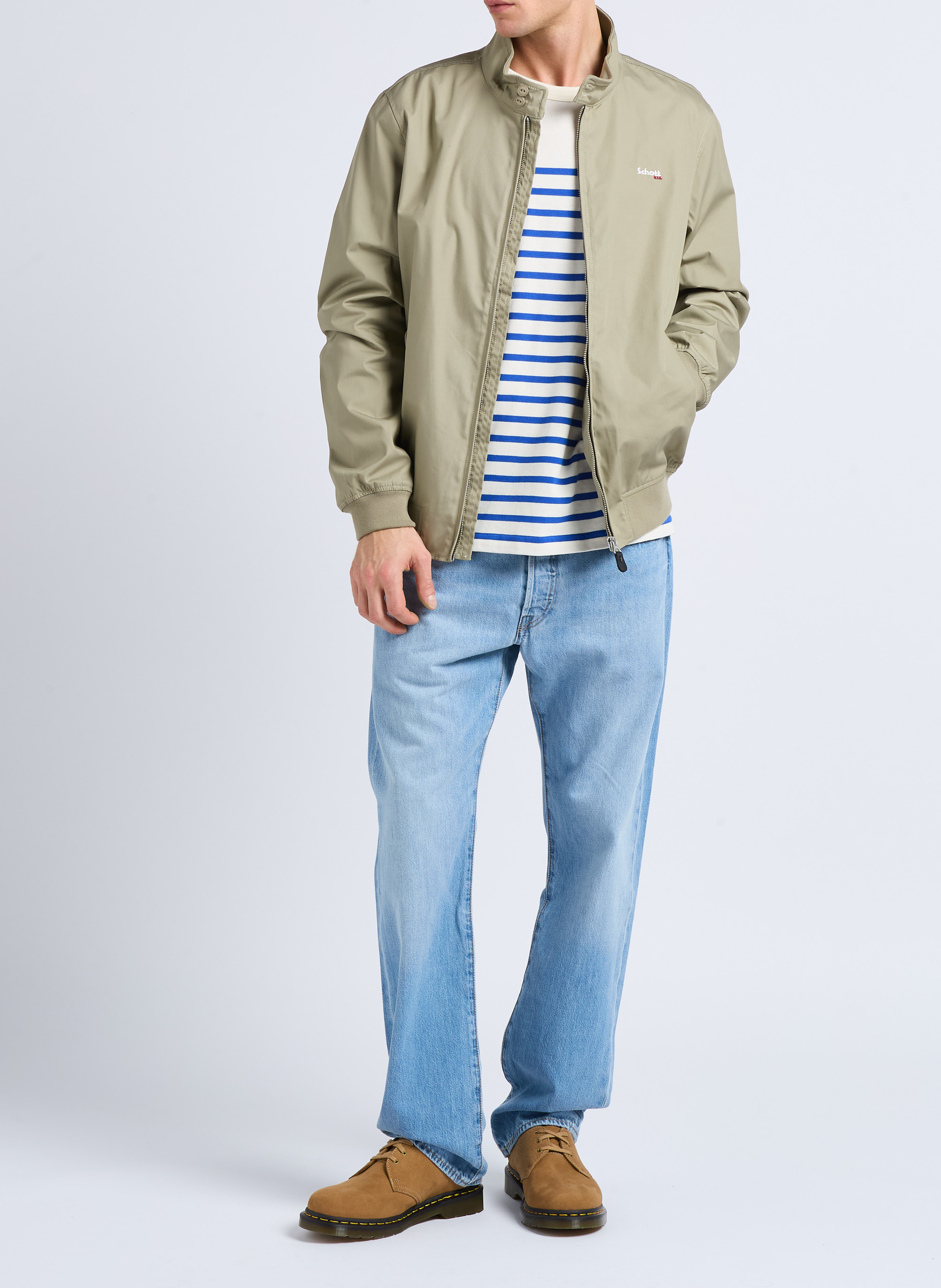 Blouson mit Stehkragen, Regular Fit SCHOTT Khaki