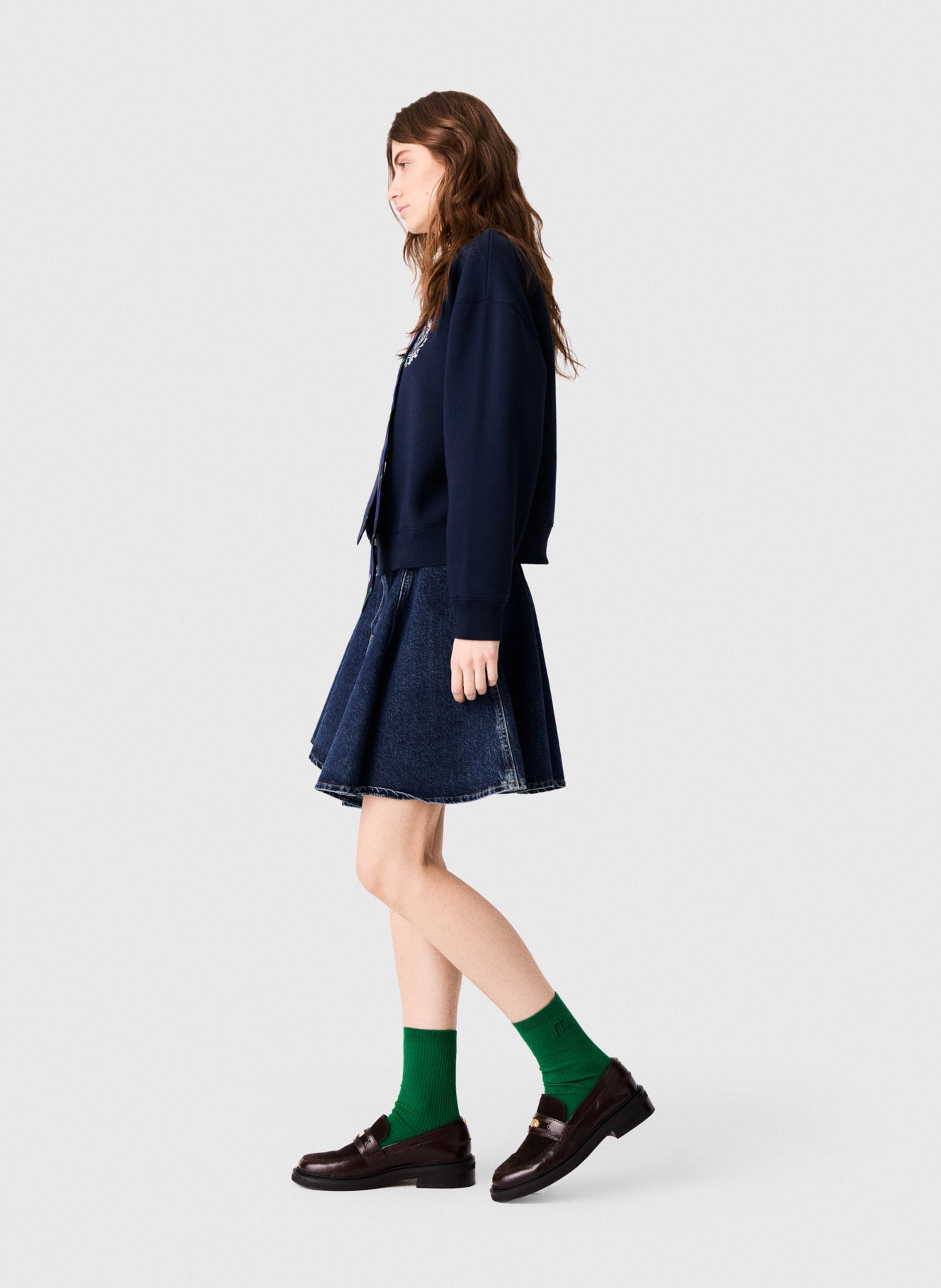 Rechte sweatshirt met juweeldetail in katoen MAJE Blauw