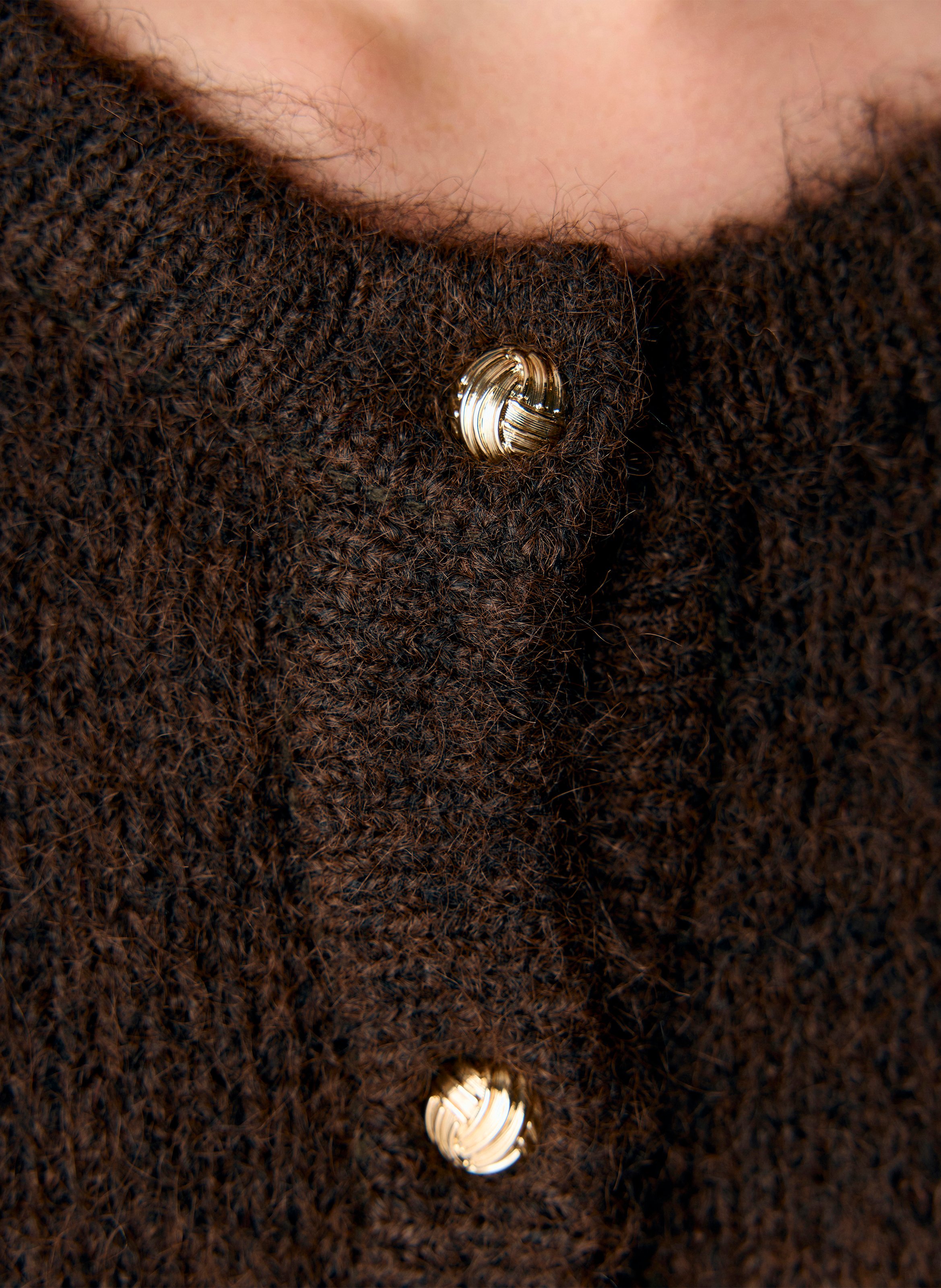 Round-neck cardigan OBJECT Brown