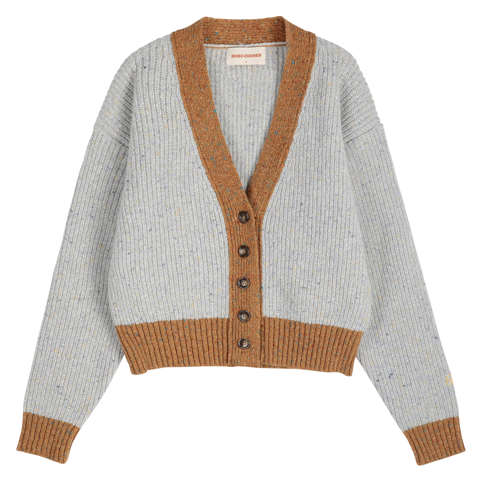 Wijdvallende cardigan met contrastkleurige boorden BOBO CHOSES Blauw