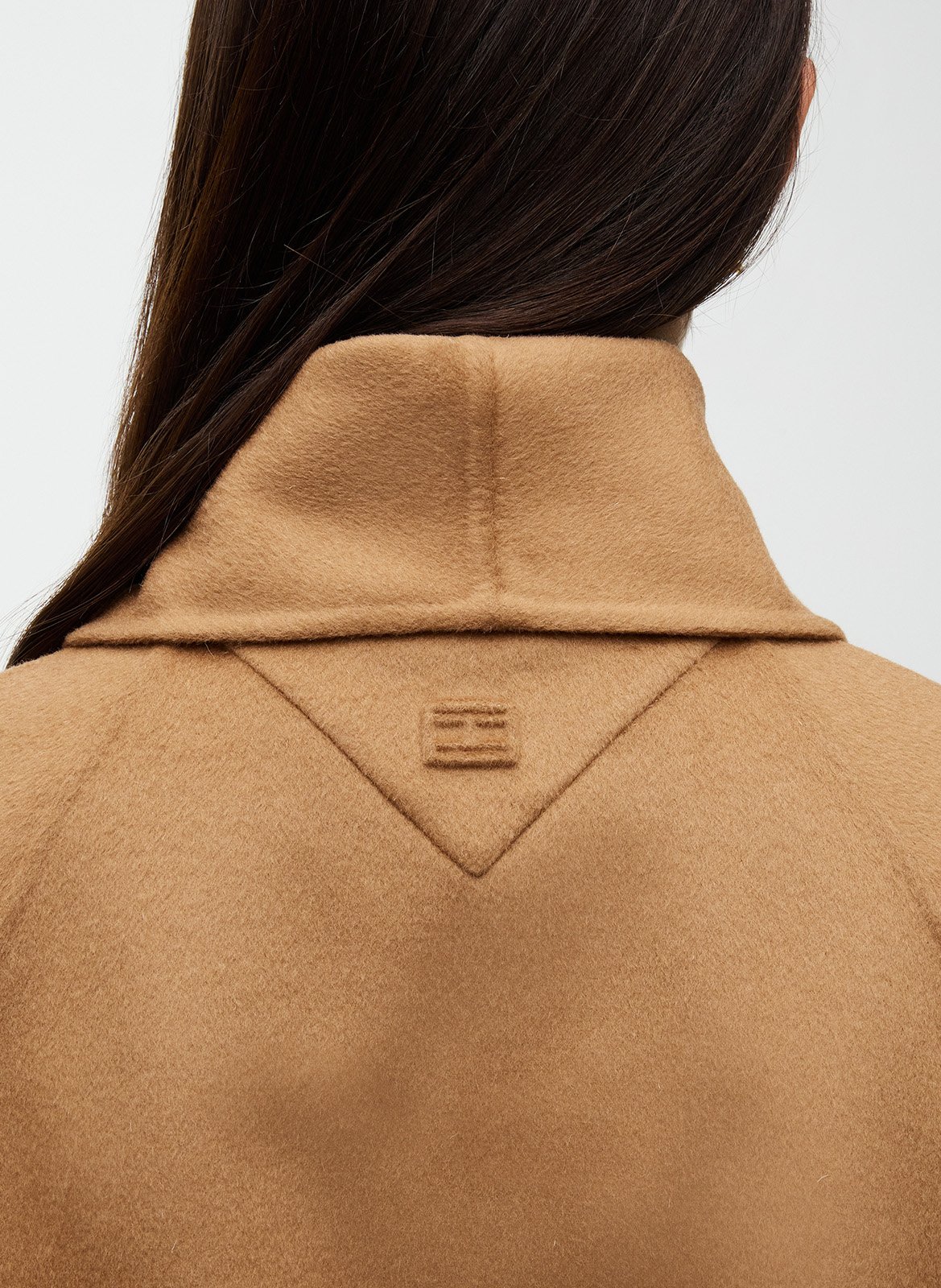 Straight coat with fur collar in mixed wool TOMMY HILFIGER Brown