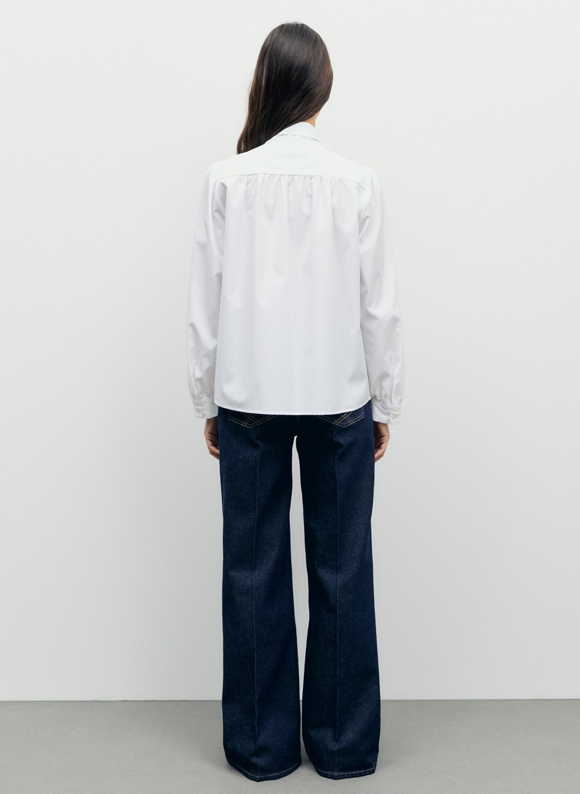 Straight cotton shirt with tie collar GERARD DAREL White