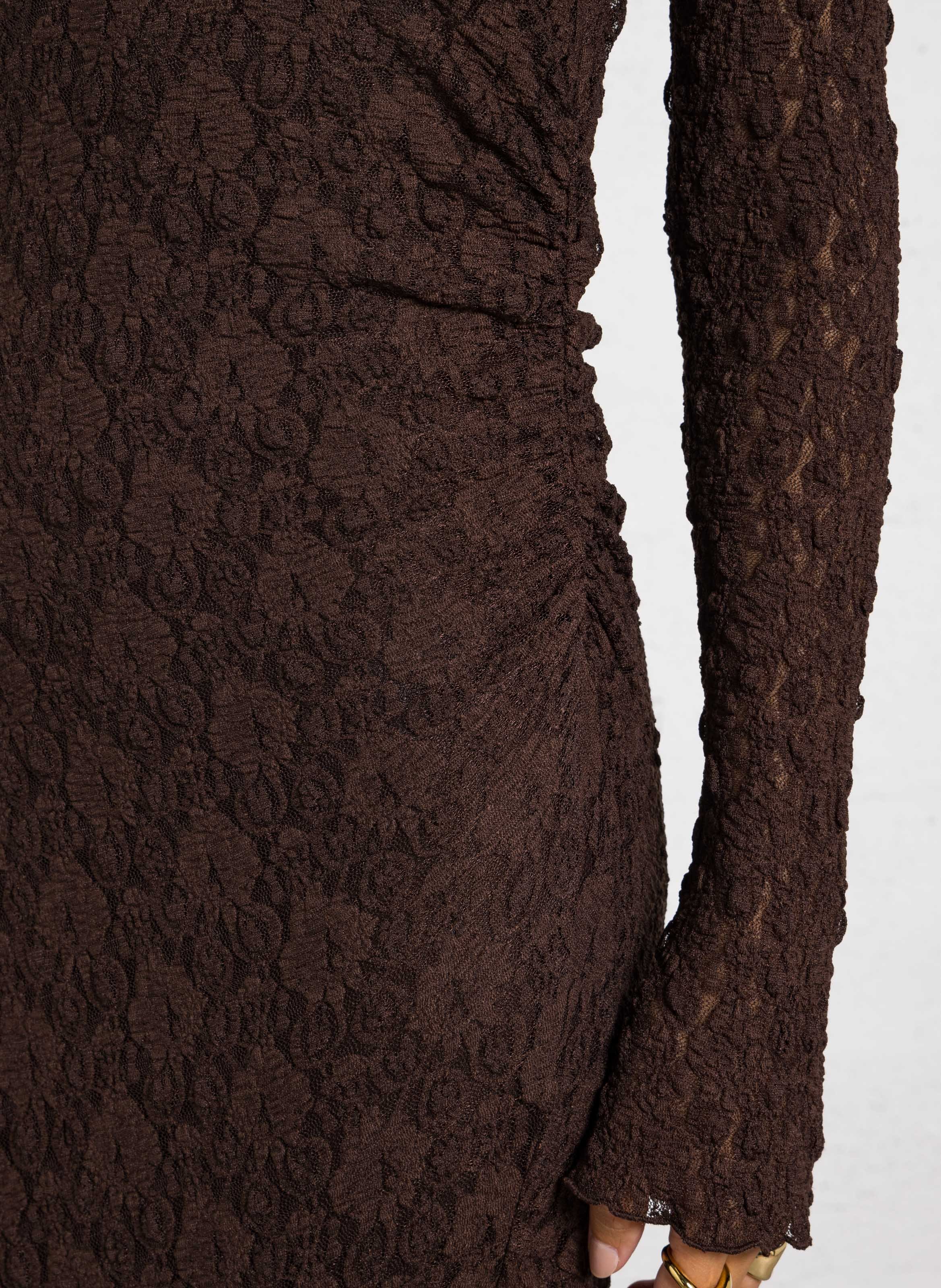 Robe longue en dentelle IMPERIAL Marron