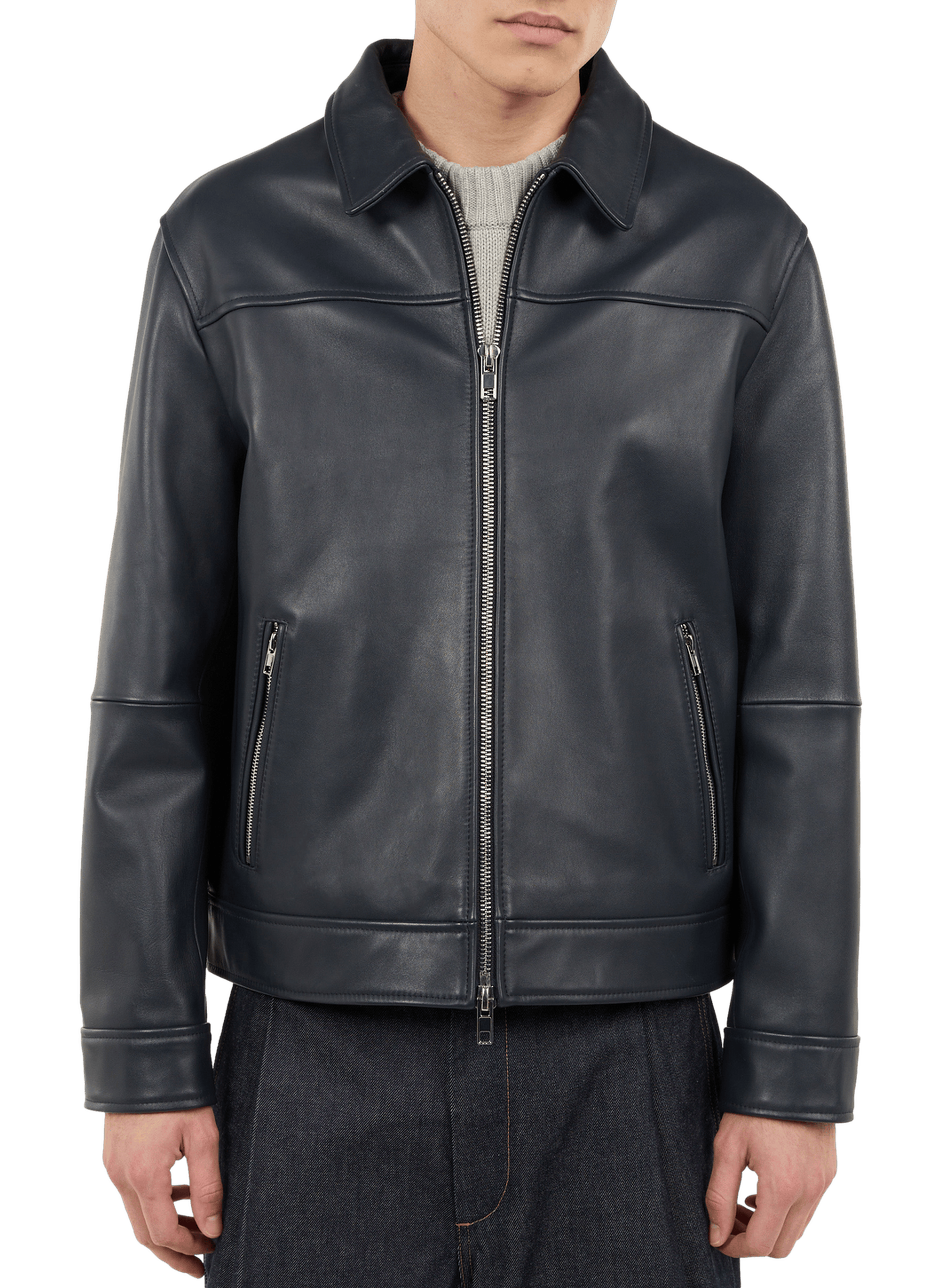 Lambskin leather fool jacket SAISON 1865 Blue