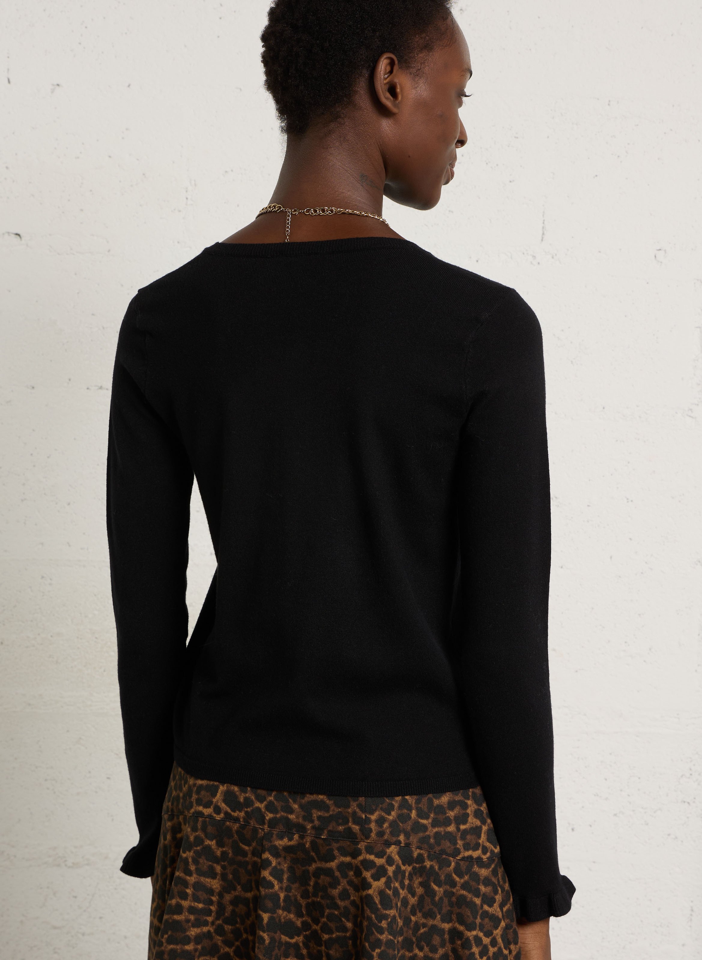 Pull droit col rond en coton mélangé LA PETITE ETOILE Noir