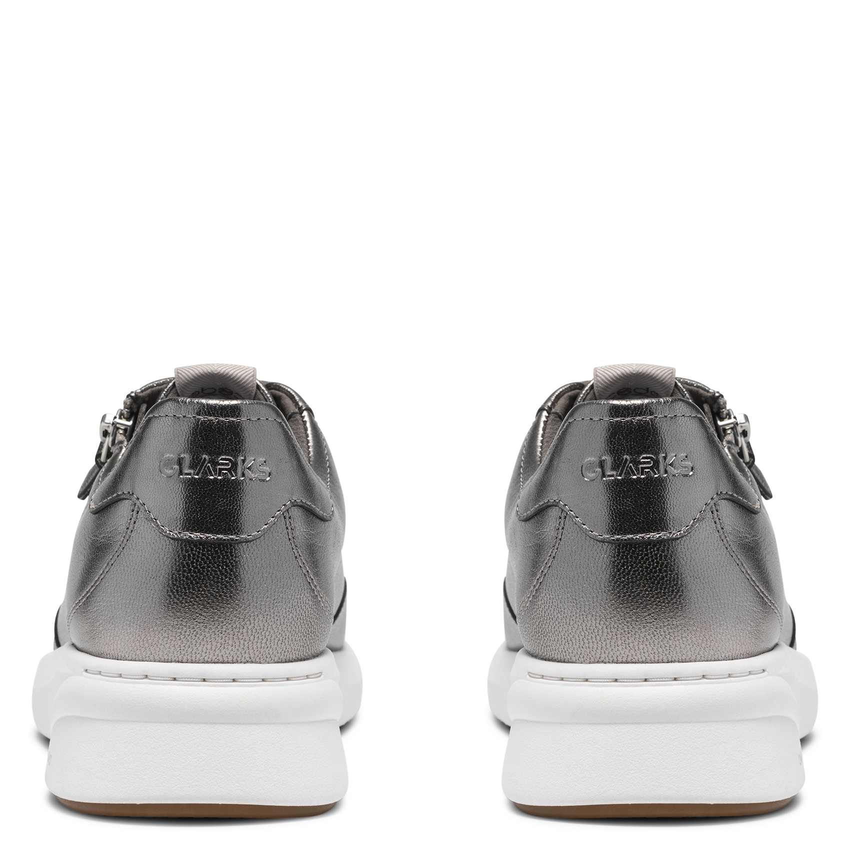 Low zip-up leather sneakers CLARKS Silver