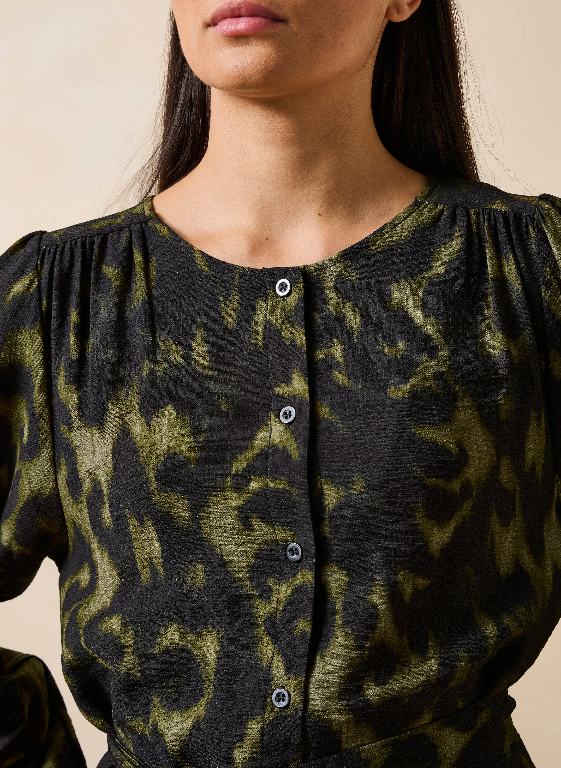 Loose-fitting round neck printed dress LA FEE MARABOUTEE Green
