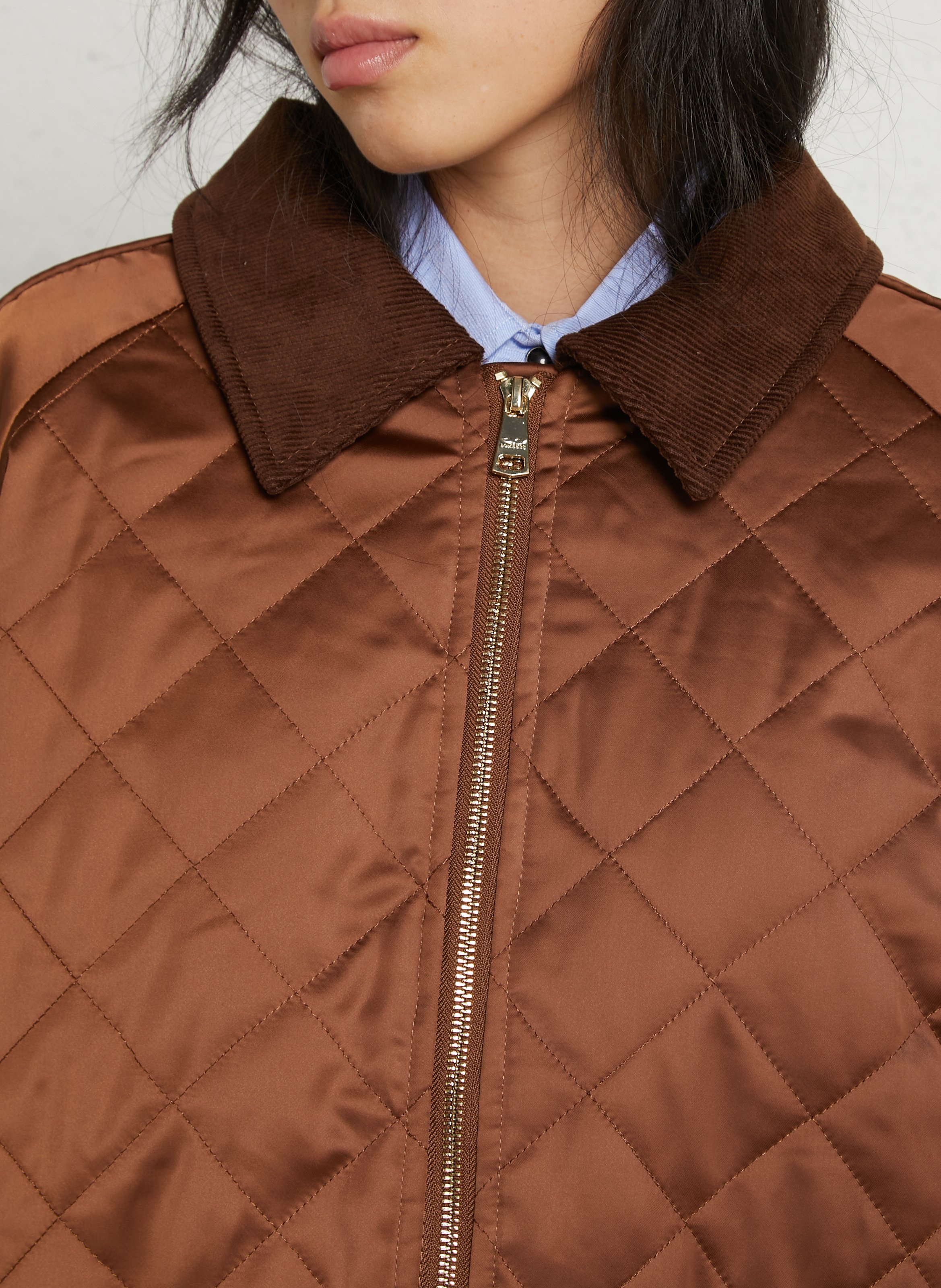Quilted aviator straight jacket BOMBERS ORIGINAL Brown