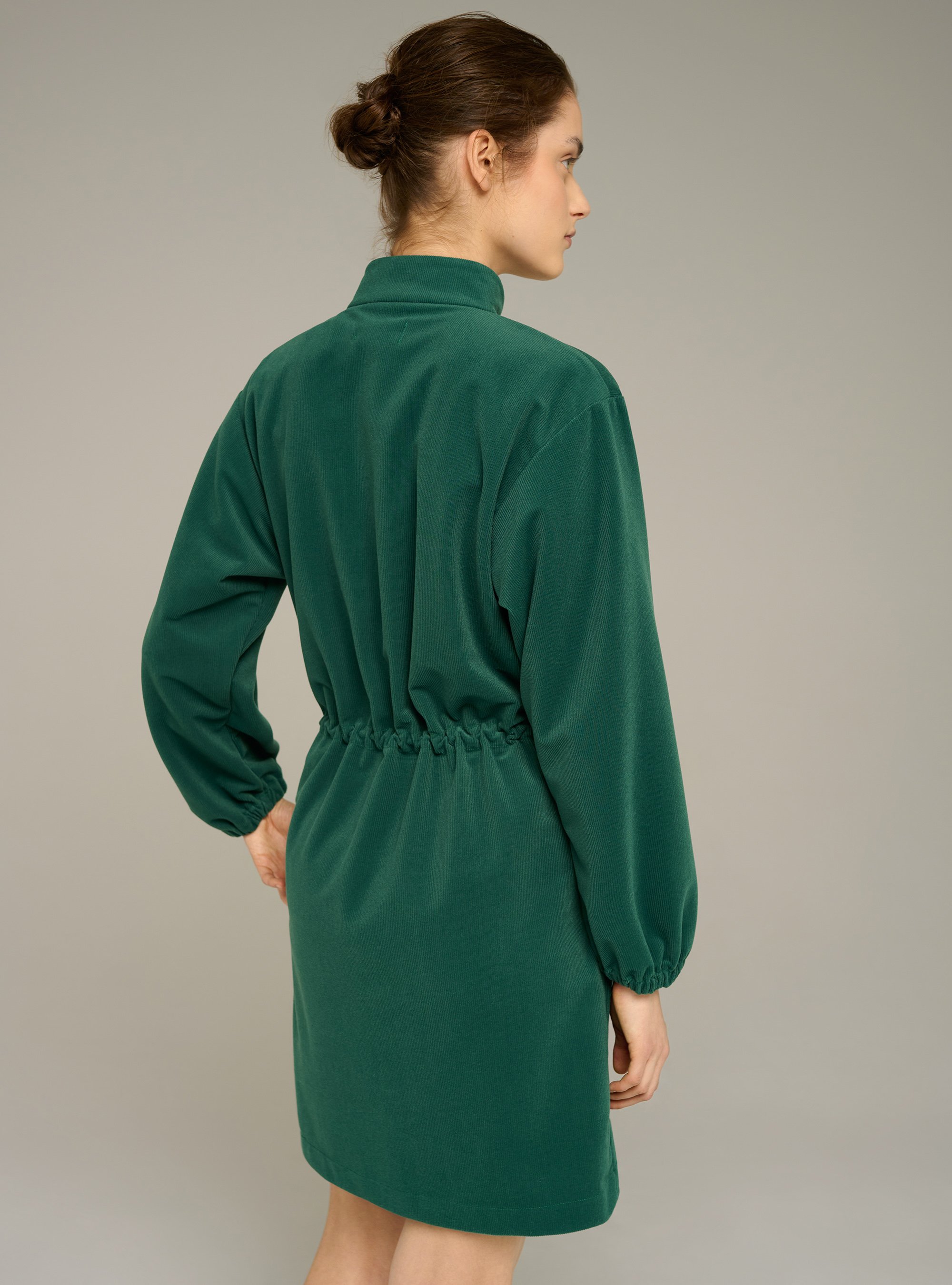 Robe en velours côtelé à col montant | Vert COTELAC ACOTE Femme