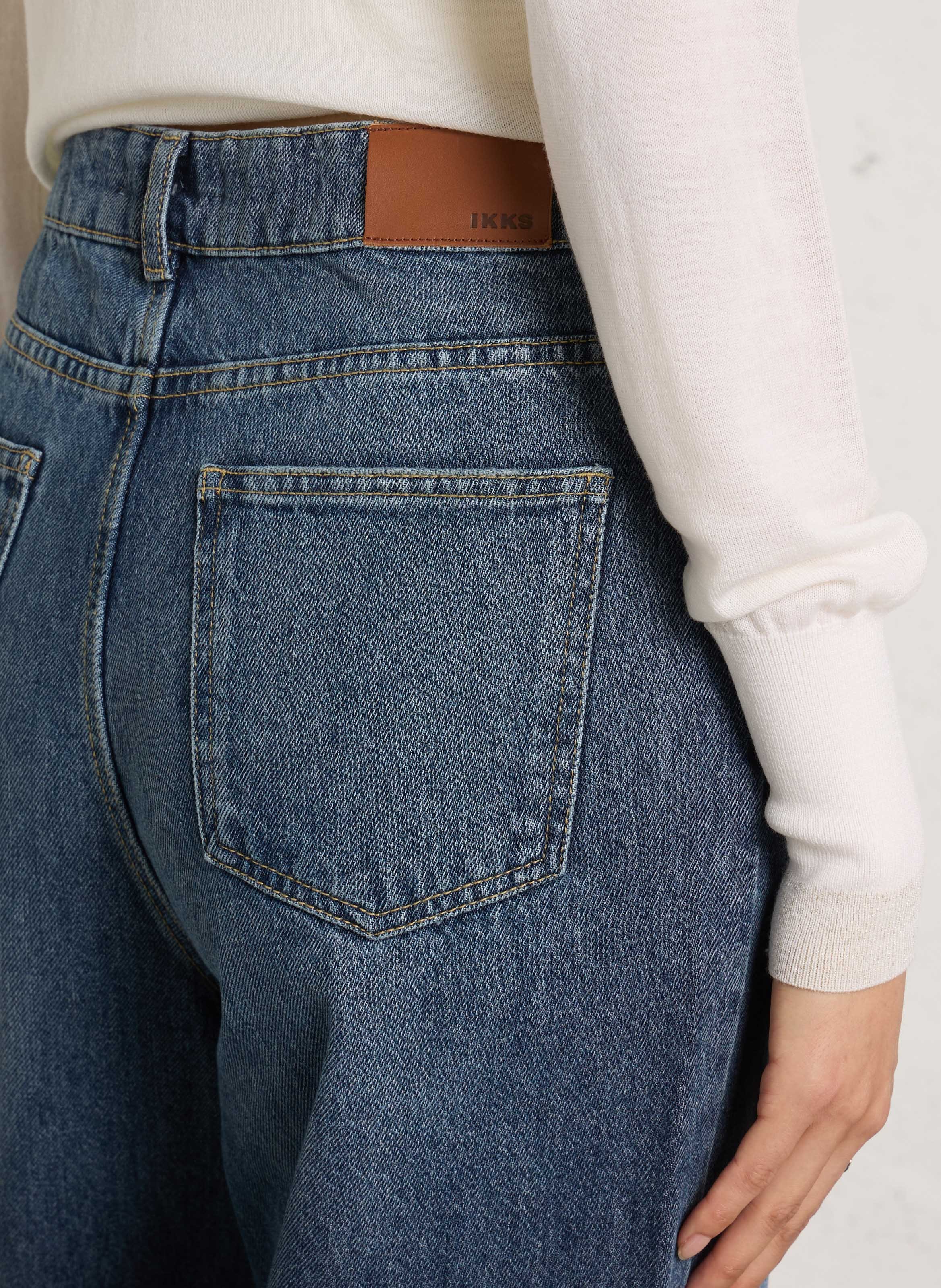 Jean flare taille haute en coton IKKS Bleu