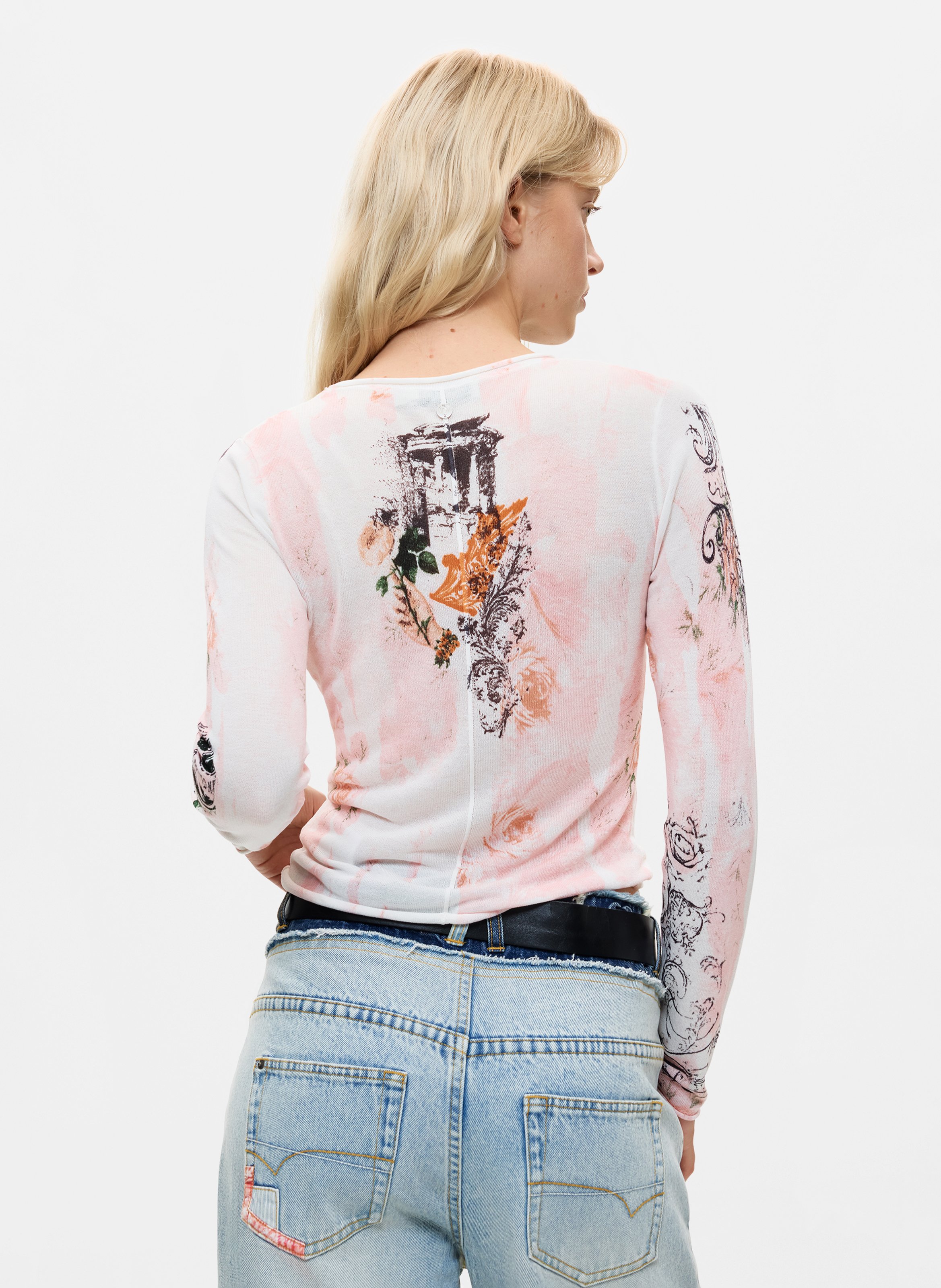 Recht T-shirt met ronde hals en print DESIGUAL Veelkleurig