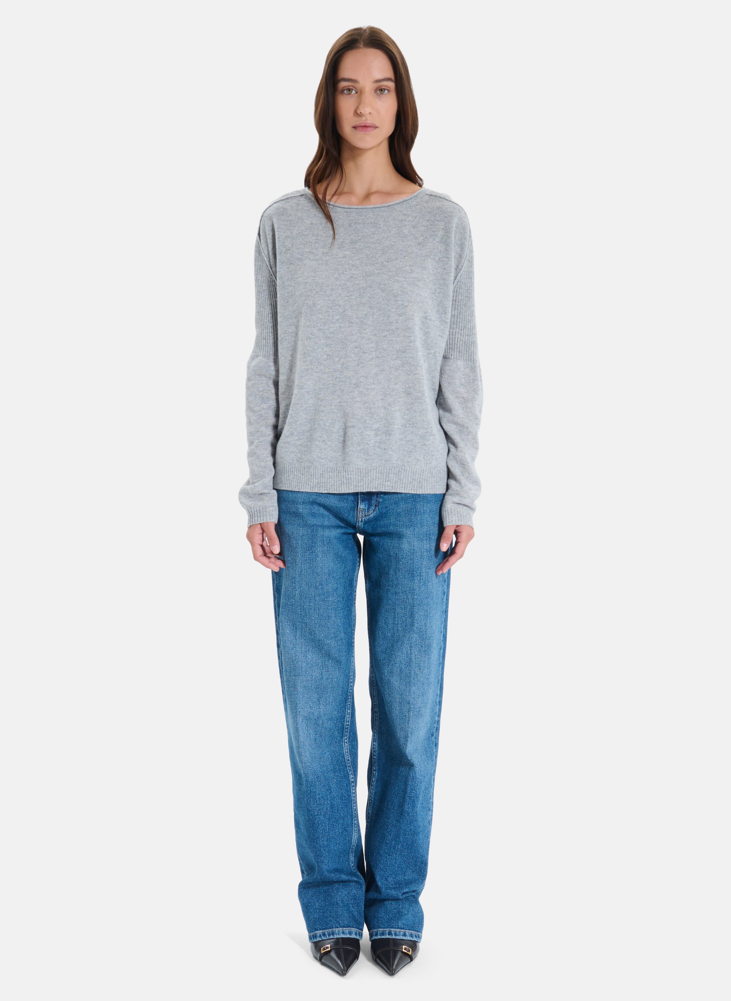 Pull col rond en cachemire ZAPA Gris