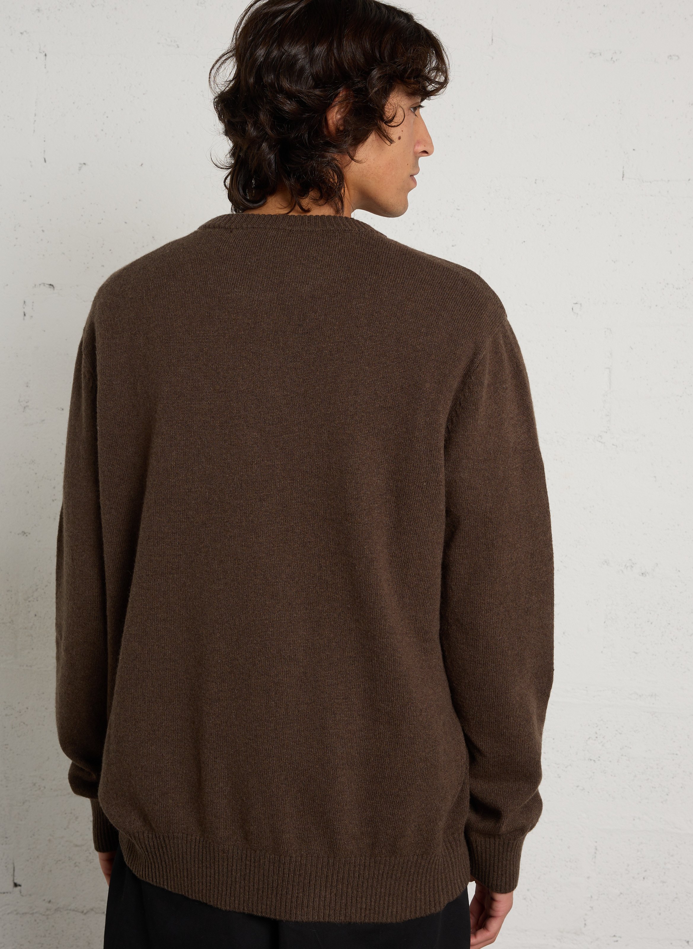 Round-neck wool-blend straight-cut sweater MINIMUM Brown