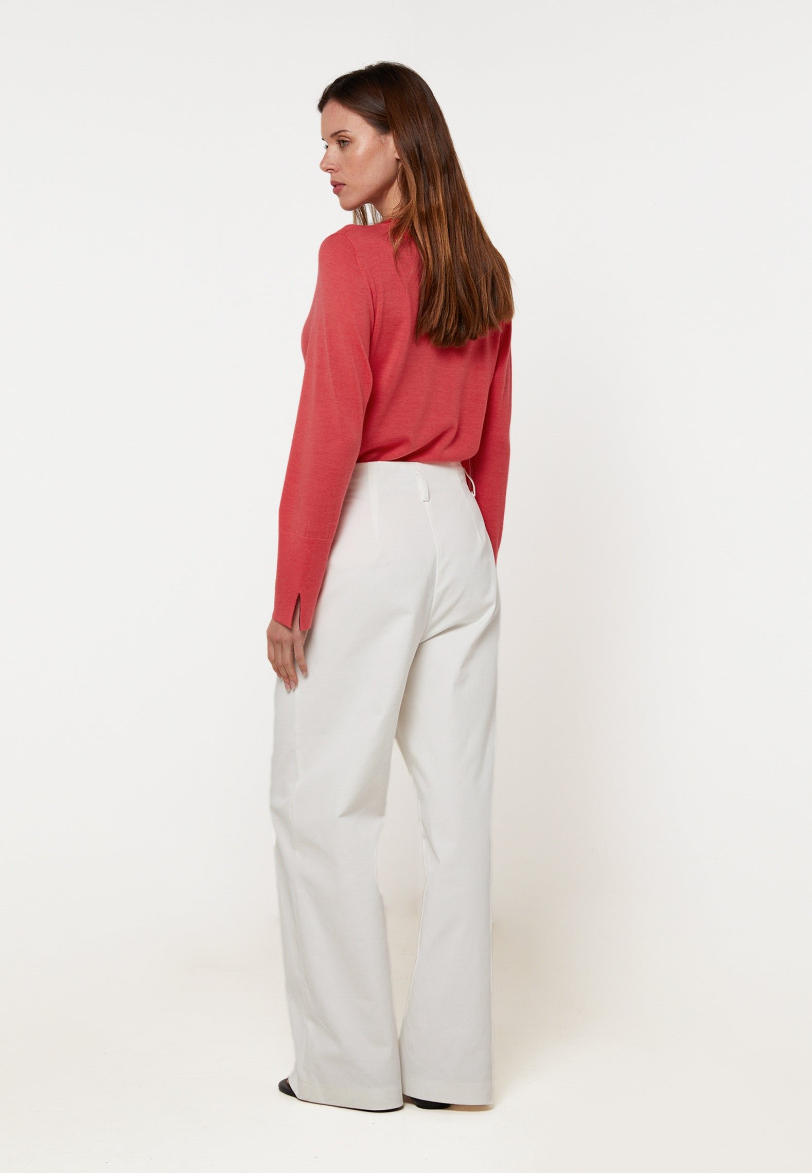 Wide-leg high-rise cotton pants RODIER White