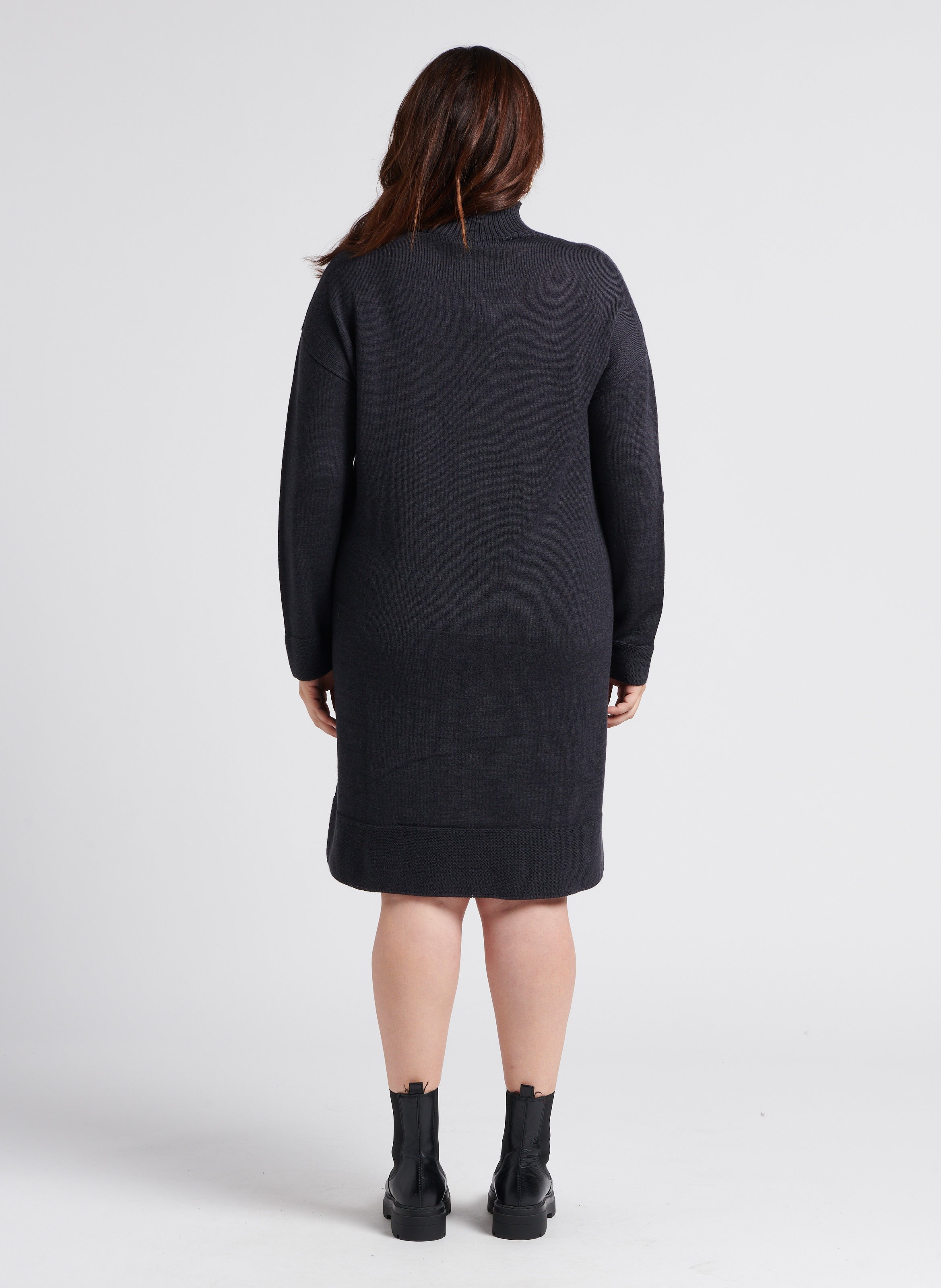 Trui-jurk met opstaande kraag | scheerwolblend PERSONA by Marina Rinaldi Grijs