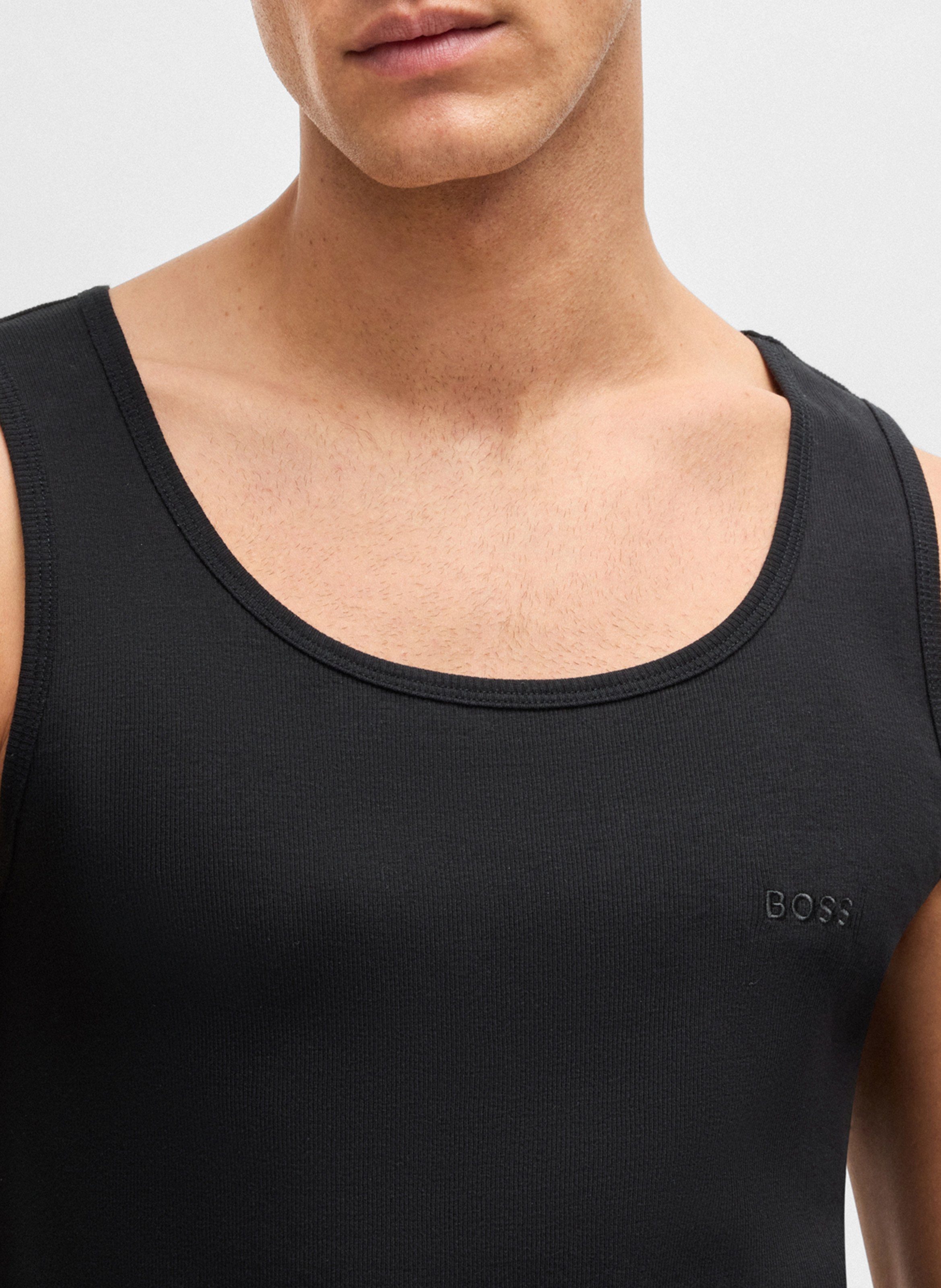 Set of three cotton tank tops BOSS Black