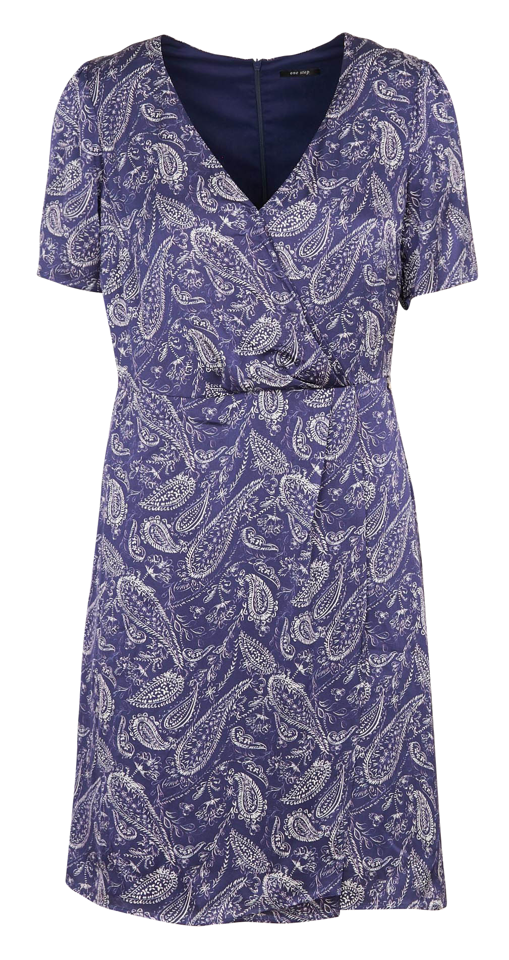 Robe courte col V à imprimé cachemire ONE STEP Bleu