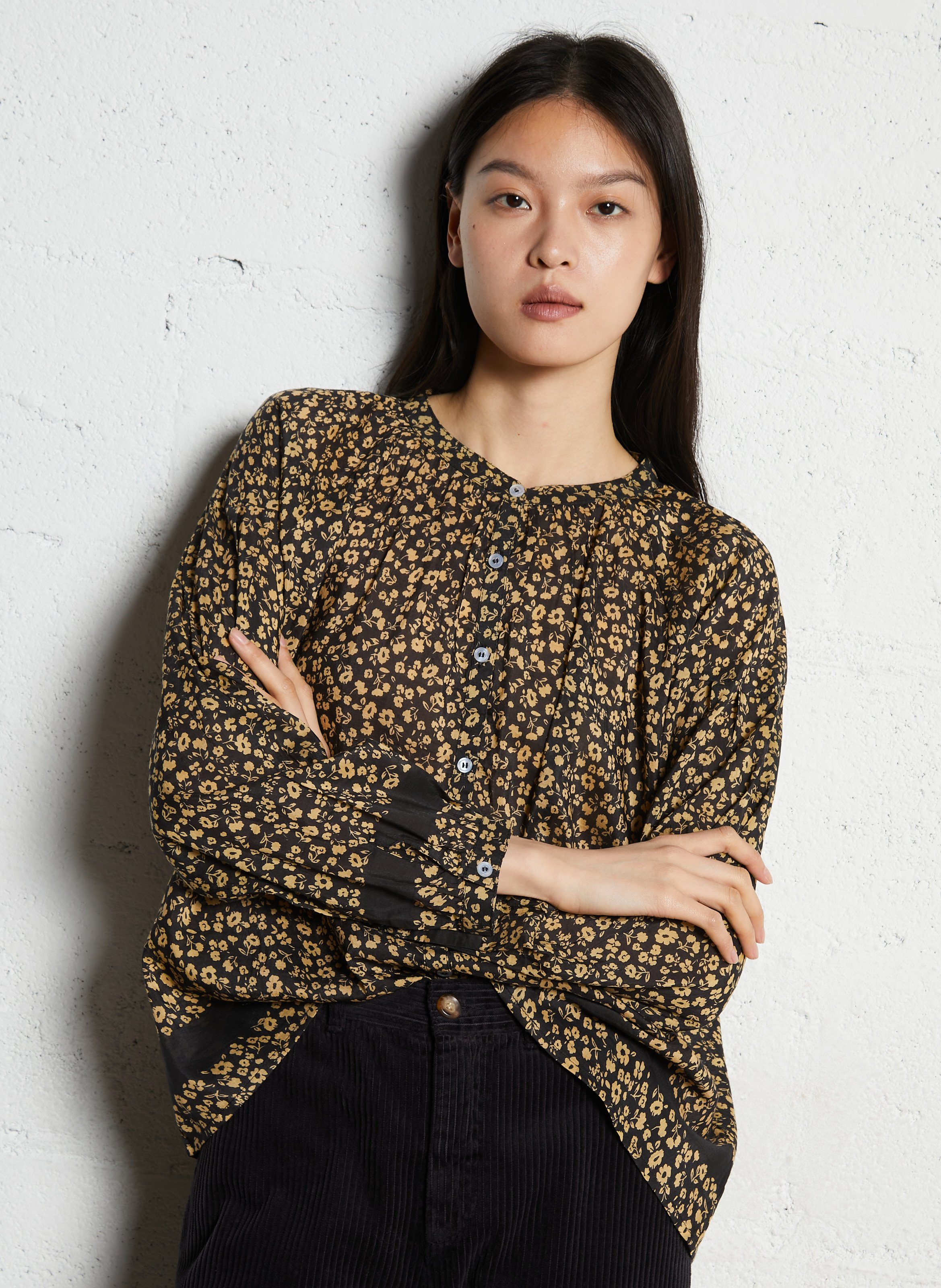 Bluse aus Baumwoll-Mix mit Rundhalsausschnitt EMILE ET IDA Gelb