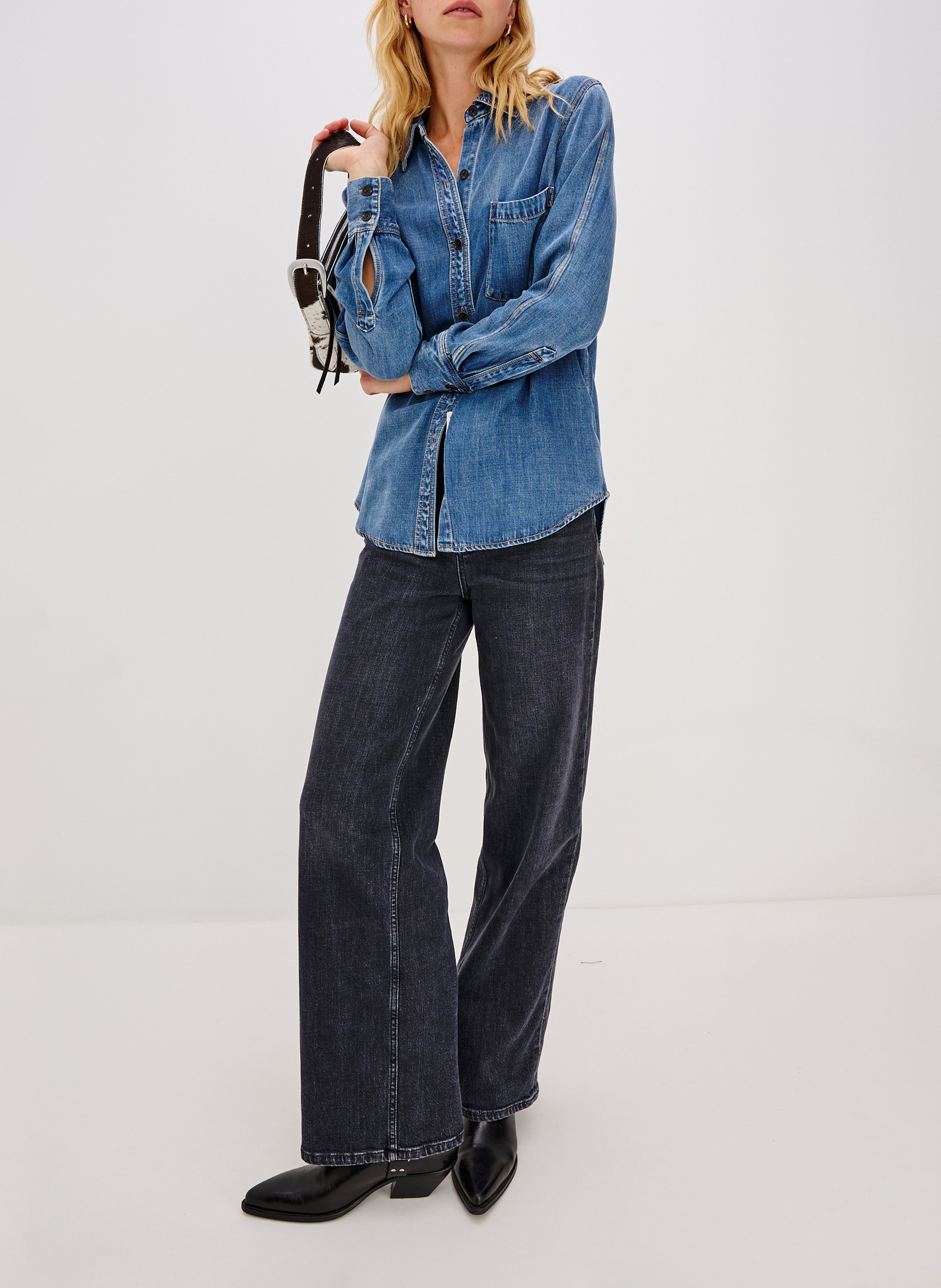 Chemise col classique en denim RAILS Bleu