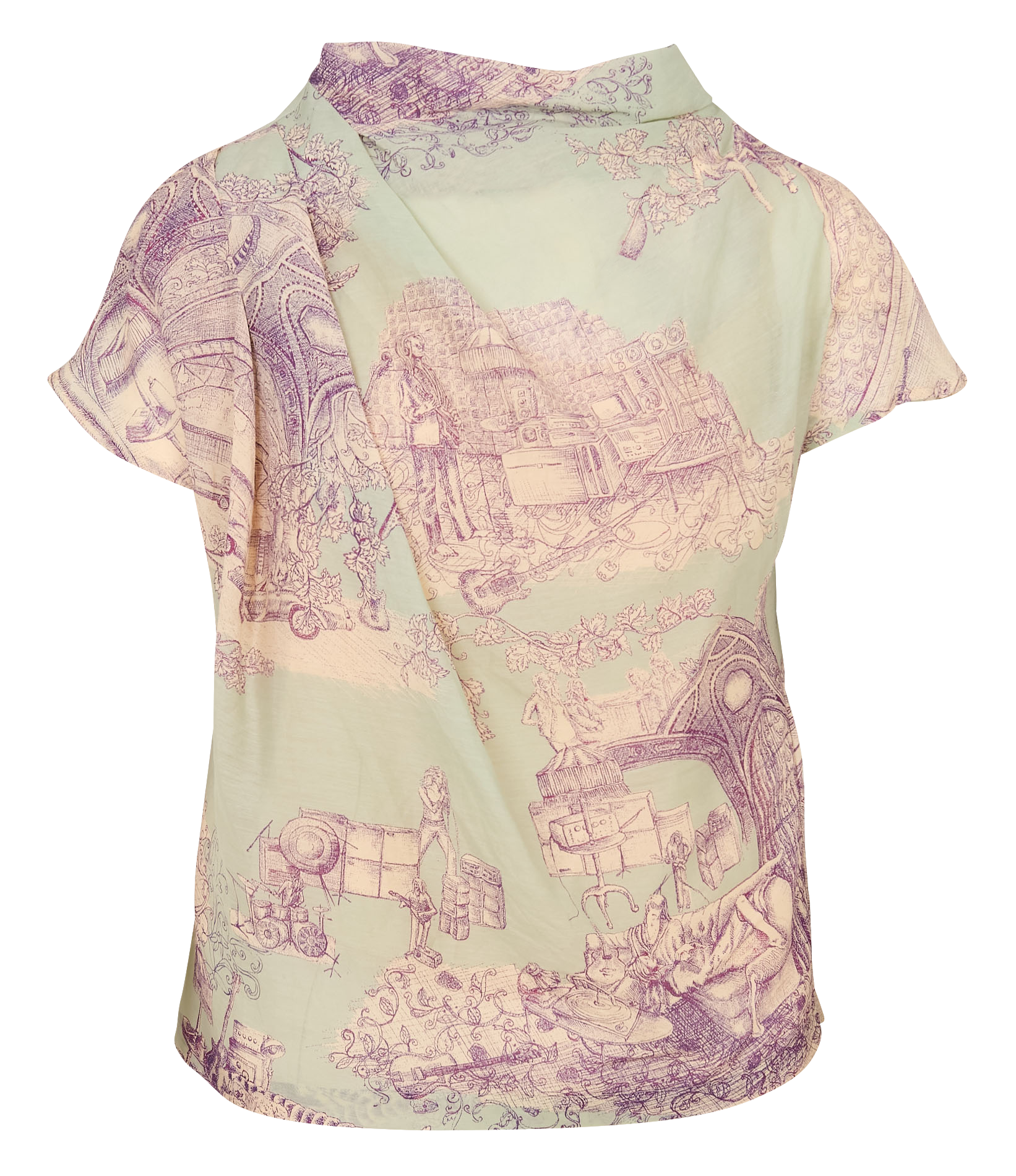 Top col montant en coton mélangé COTELAC Vert