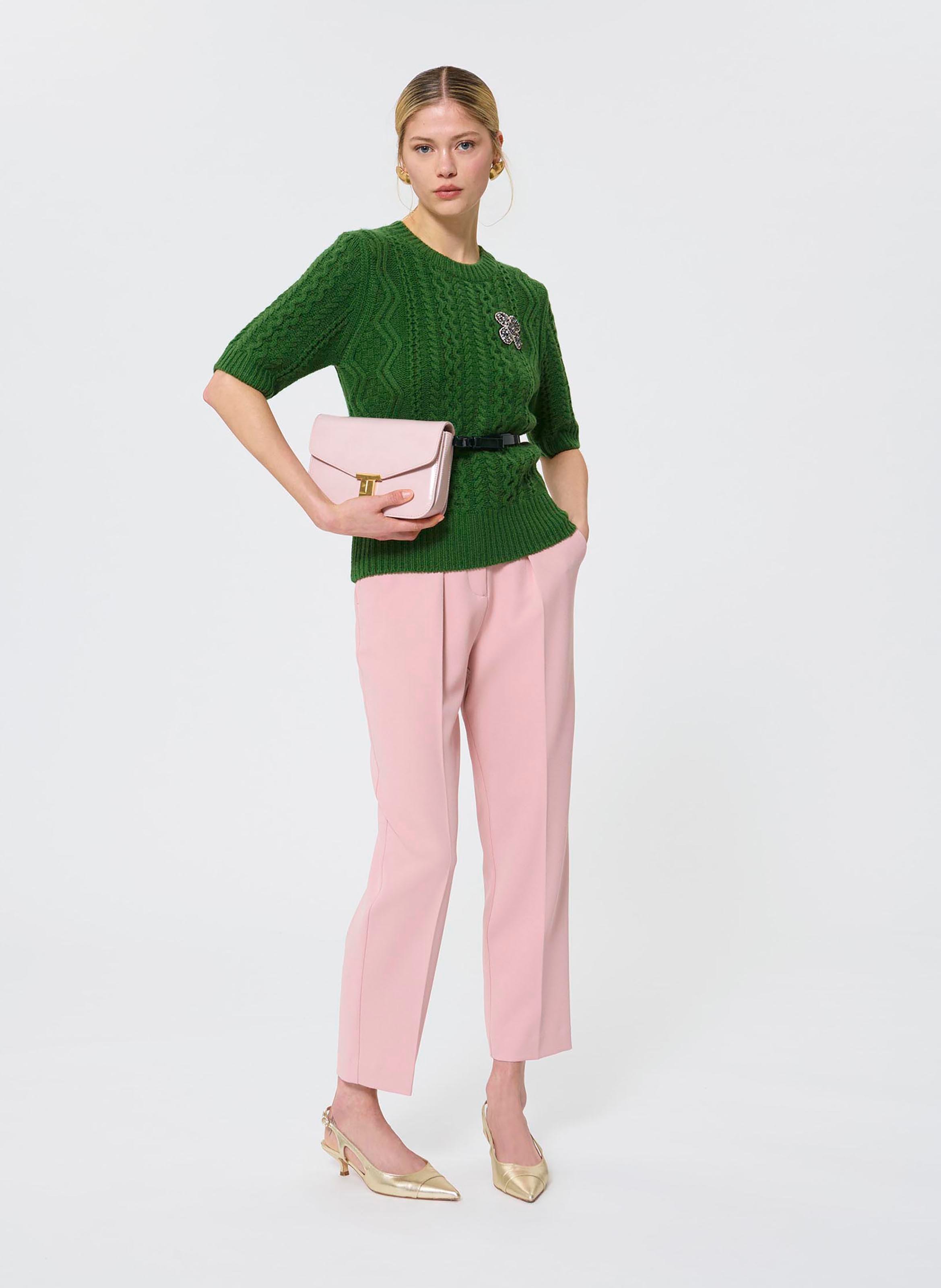 Pull col rond en laine TARA JARMON Vert